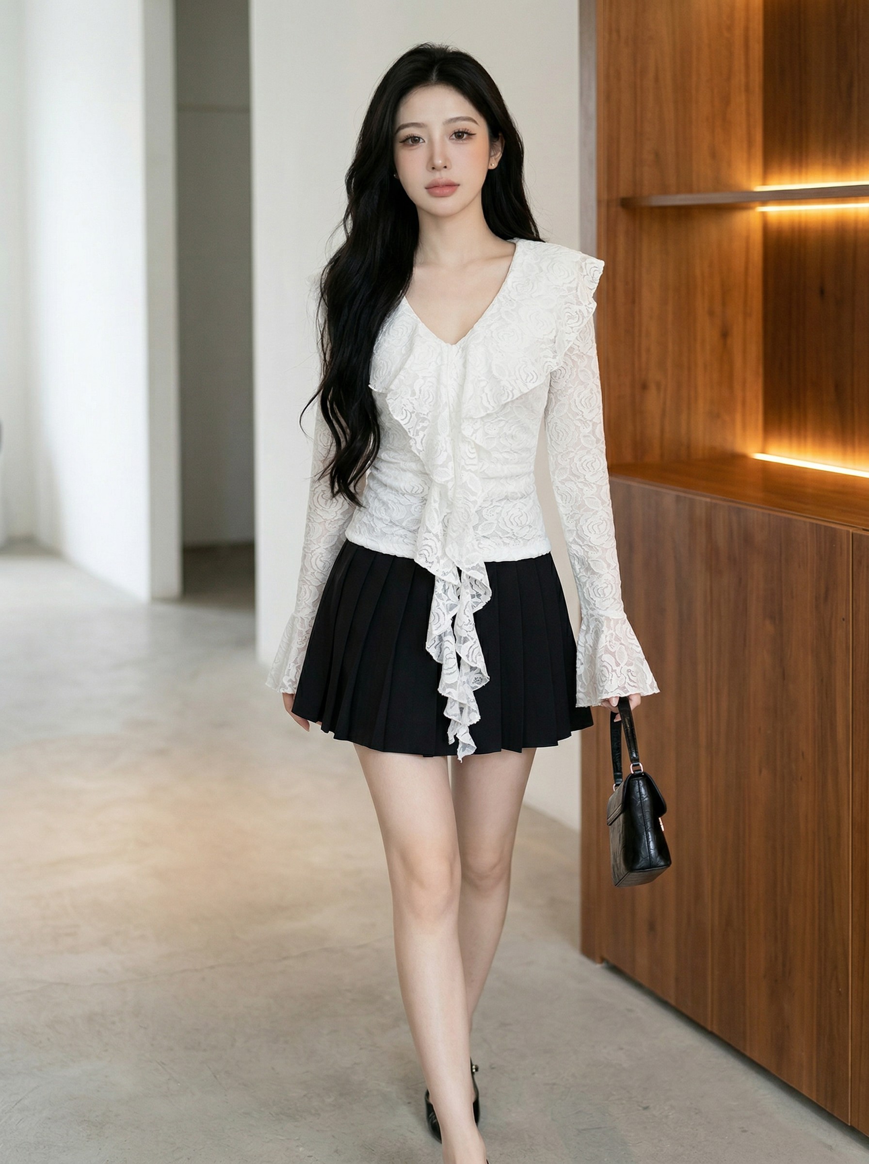 Elisse Lace Ruffle Blouse Top M166