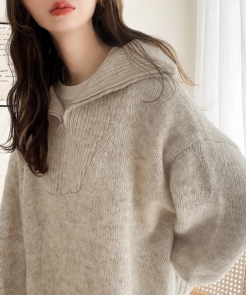 水手領半拉鏈針織上衣【JT024】