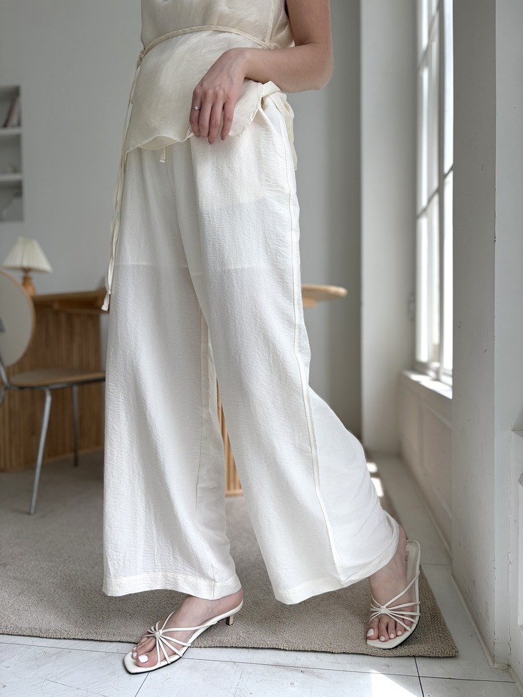 The Airy Elastic Pants (Cream)