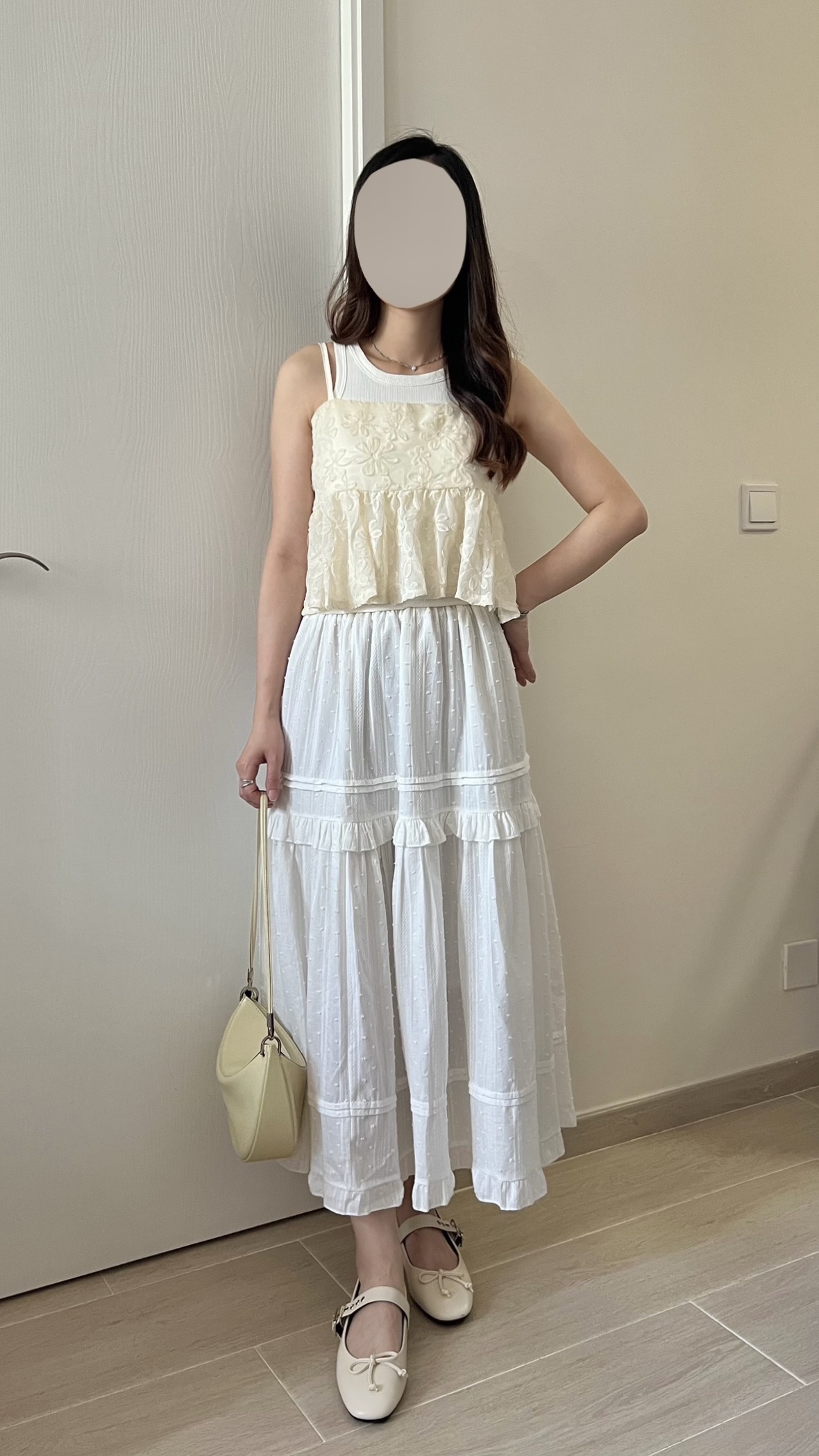 甜價仙氣花花兩穿吊帶背心 杏色