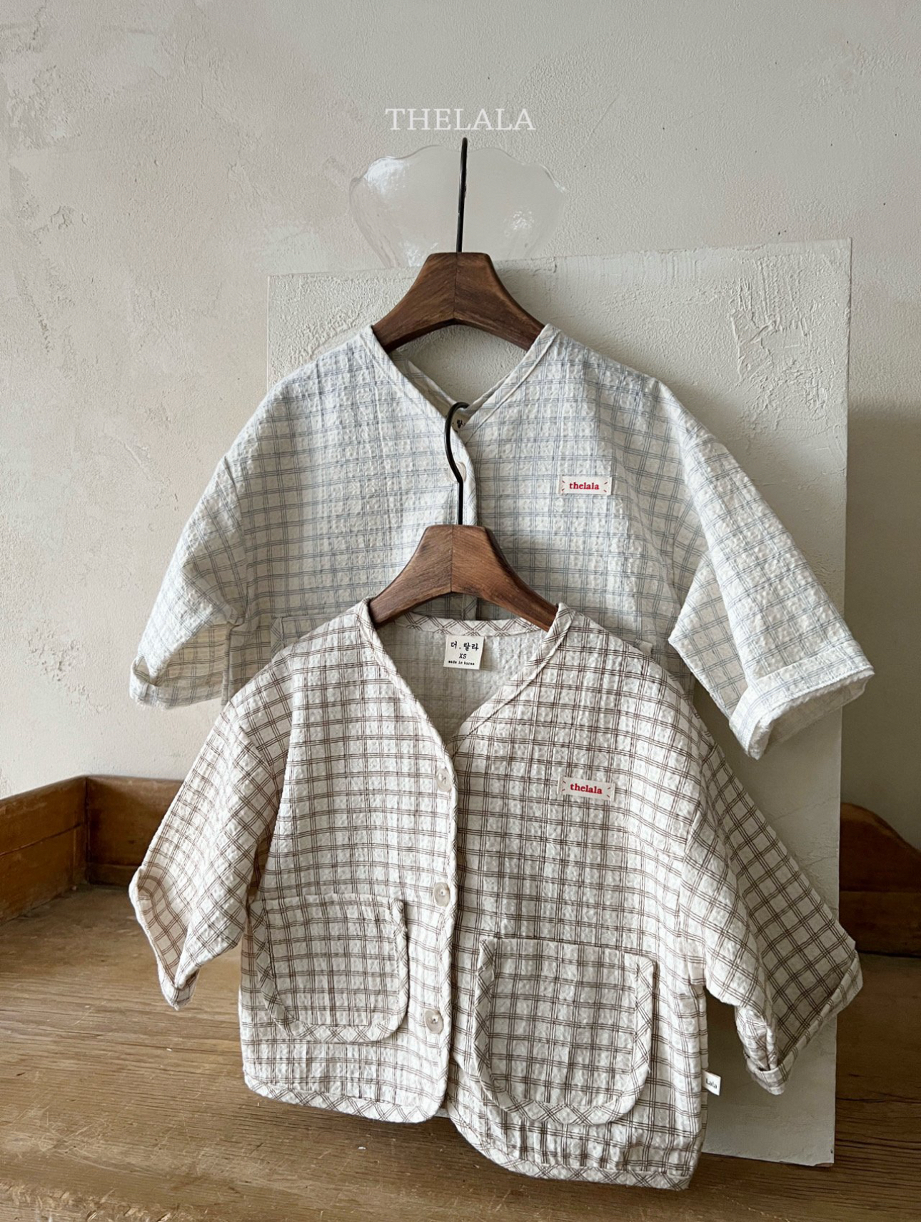 🌸預訂 韓國直送🌸🇰🇷THELALA兩色標籤格紋口袋開襟外套