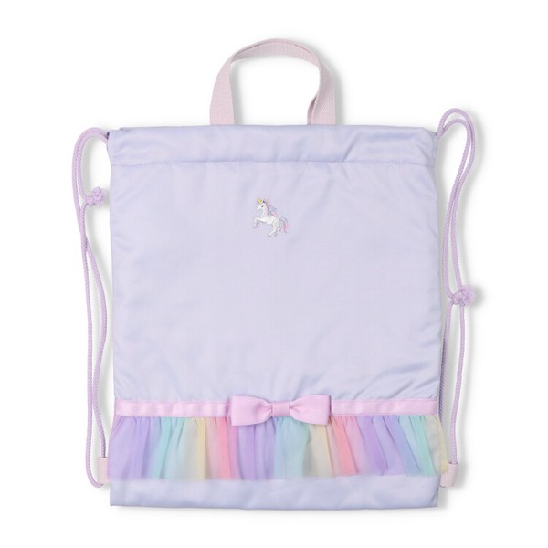 🆕【⭐訂購⭐】🇯🇵日本直送 獨角獸/小熊刺繡 薄紗褶邊 索繩背包🌀 [ELBD-0143][260318]