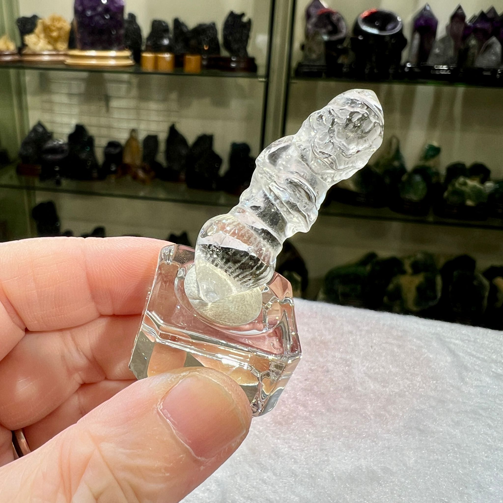 白水晶雕刻文昌筆 #CA0058