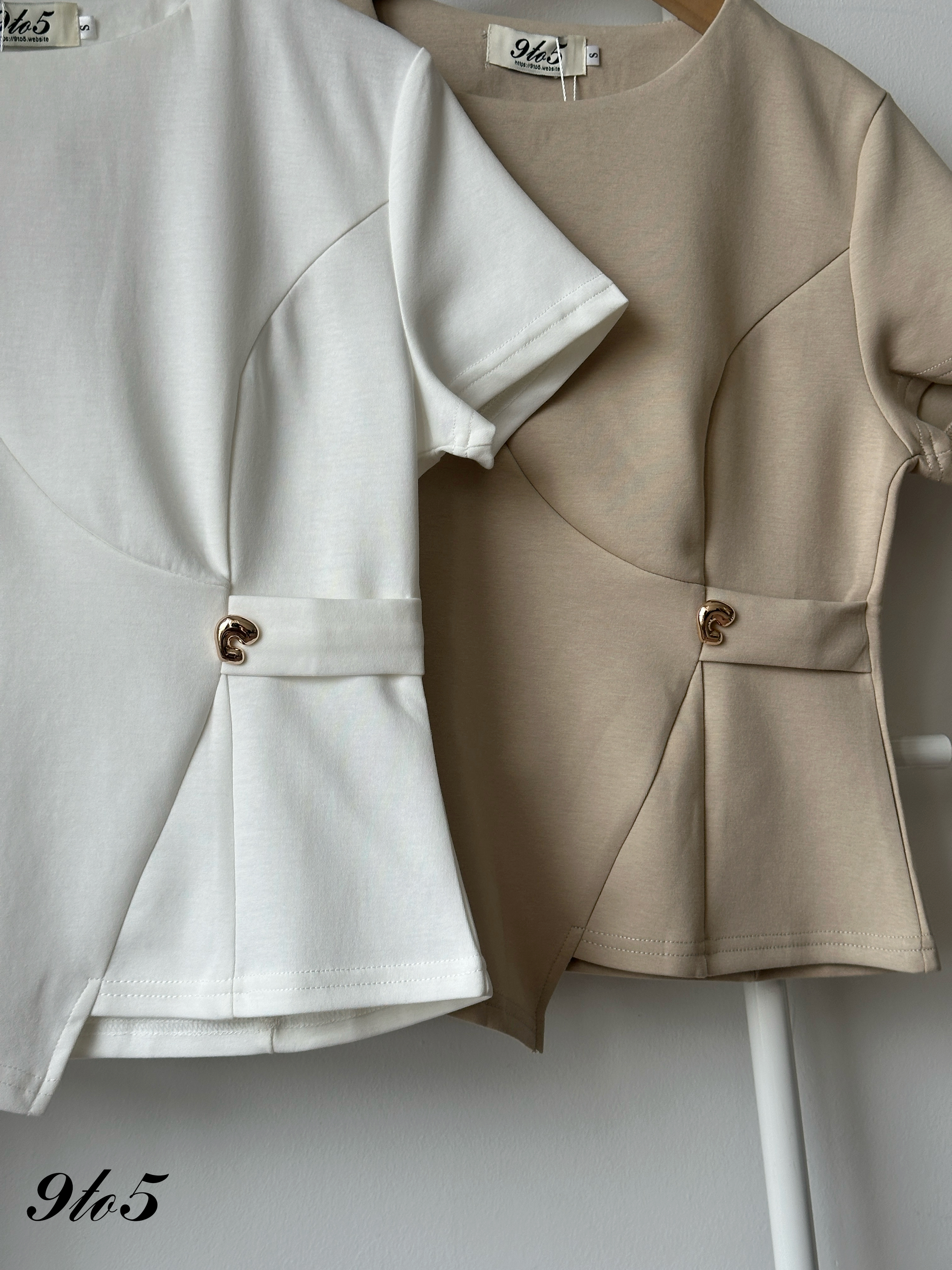 T4358 Irregular Collar Peplum Top - 3 Colors 