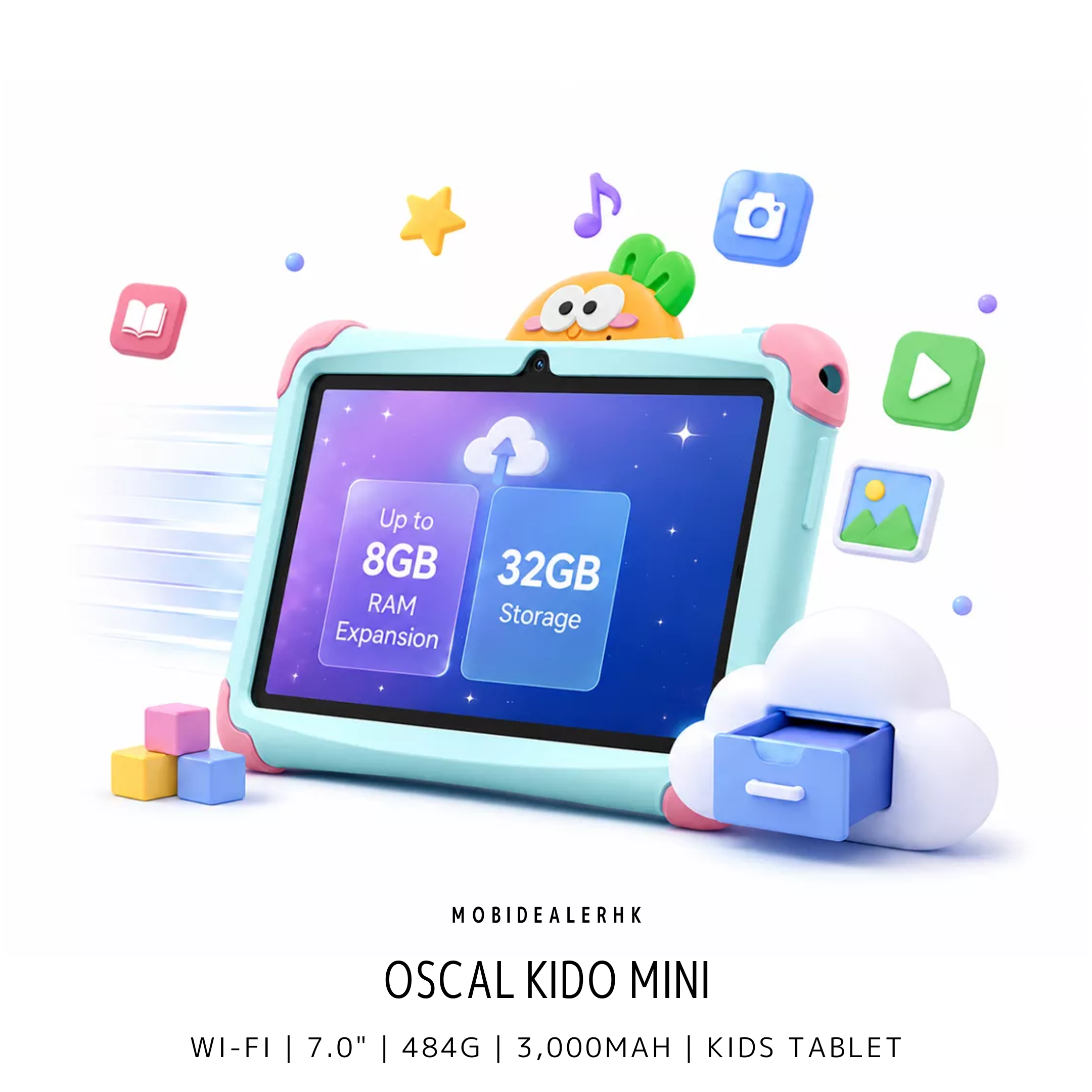 Oscal Kido Mini | WiFi | 平板電腦 | 7.0" | 兒童專用防摔學習平板