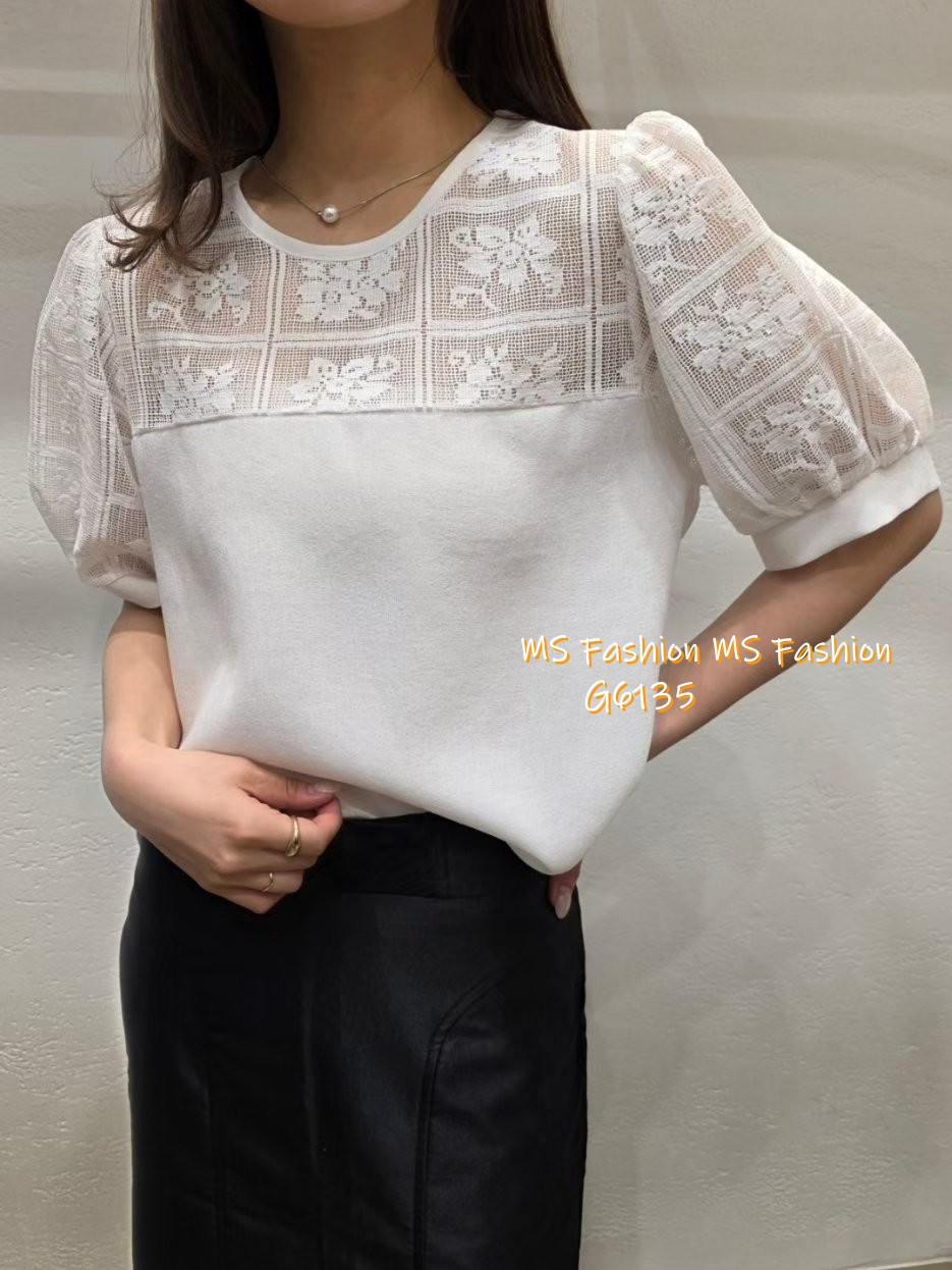 G6135 韓國🇰🇷靚料格紋通花透視top