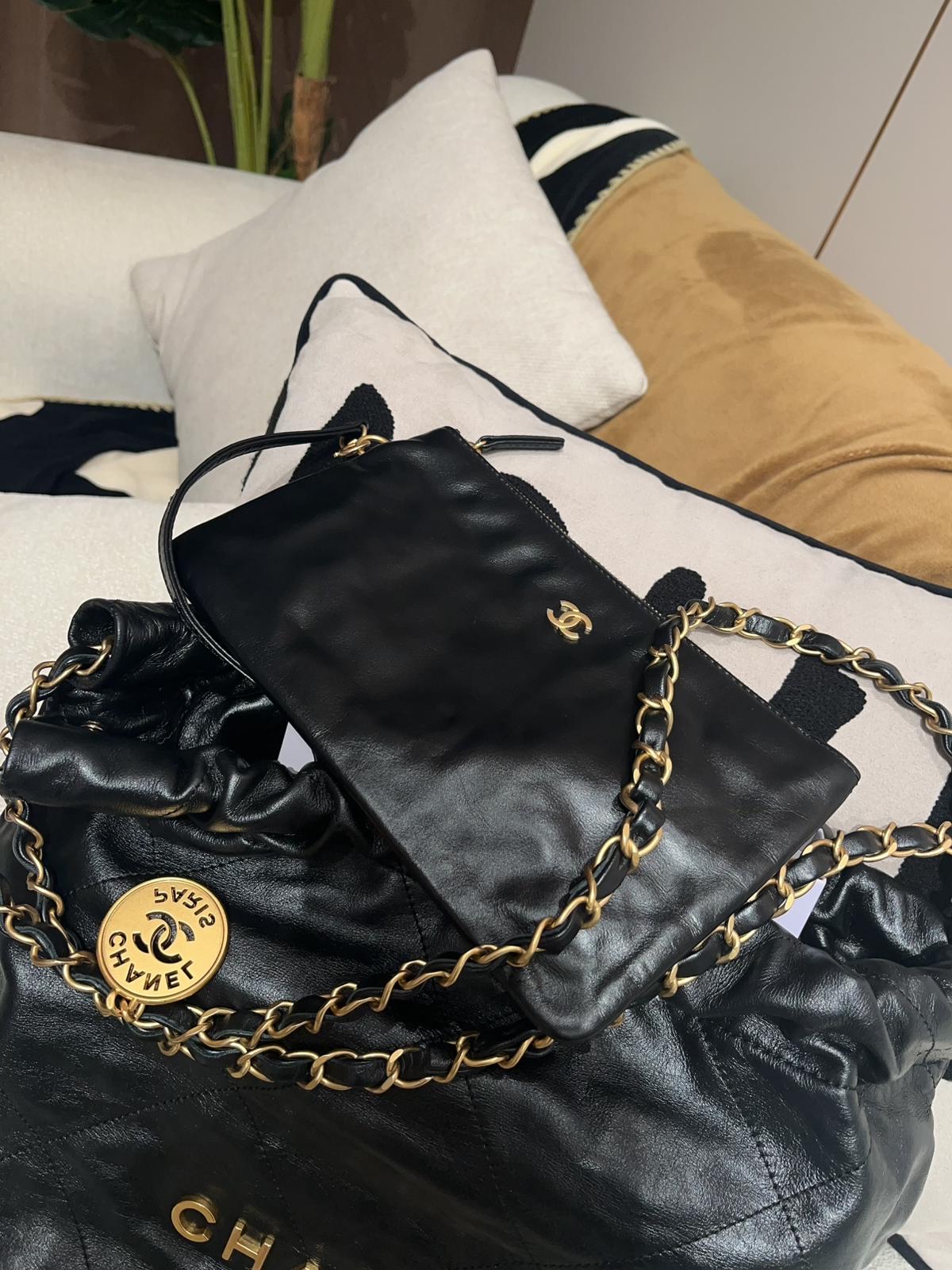 Chanel 22 Small AS1160 黑色牛皮，金鏈100%Uthentic, 98%New ✅晶片✅Dust bag✅Pouch