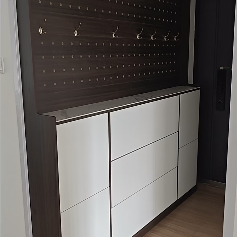 超薄一體翻斗鞋櫃 洞洞板掛衣帽架組合櫃 家用大門口玄關收納櫃Storage Cabinet
