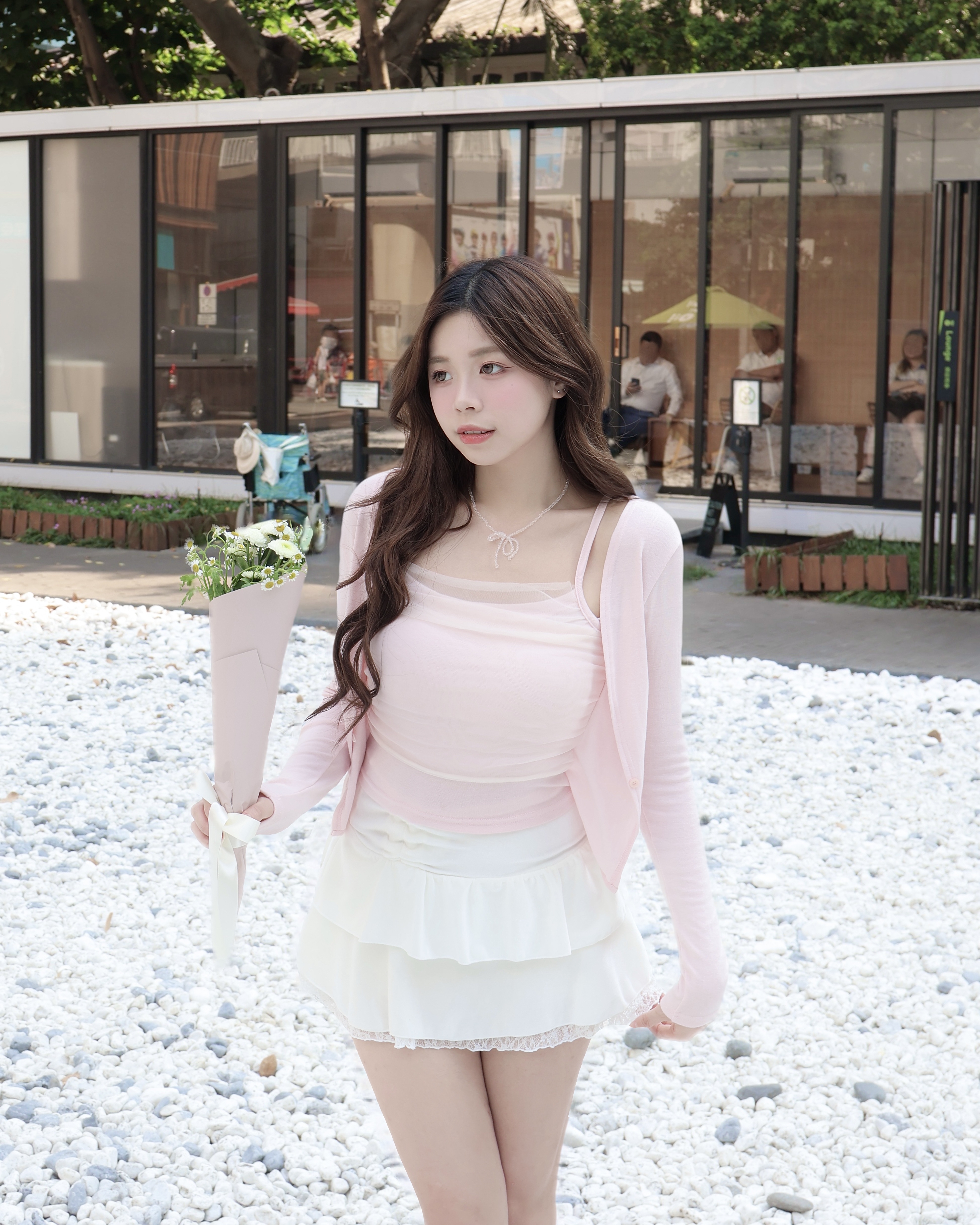  【 查詢度極高🌷🤍 | -5KG顯瘦度♡今季大熱透紗！極致芭蕾舞風～皺皺層次感假兩件上衣🫧💗】 Dreamy Crinkled Ballet Top(三色入)