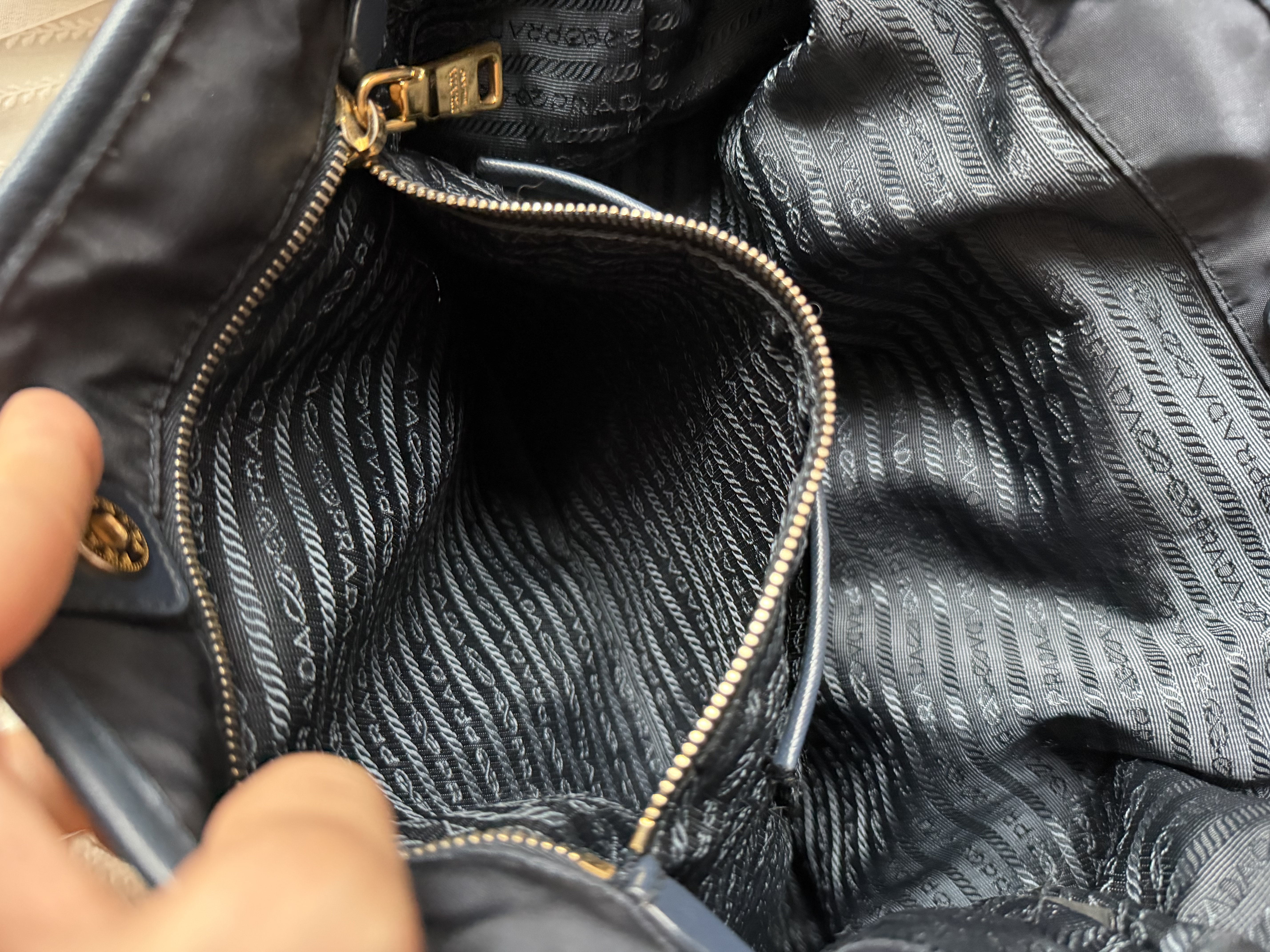 prada re nylon deep navy blue neverfull shoulder bag 