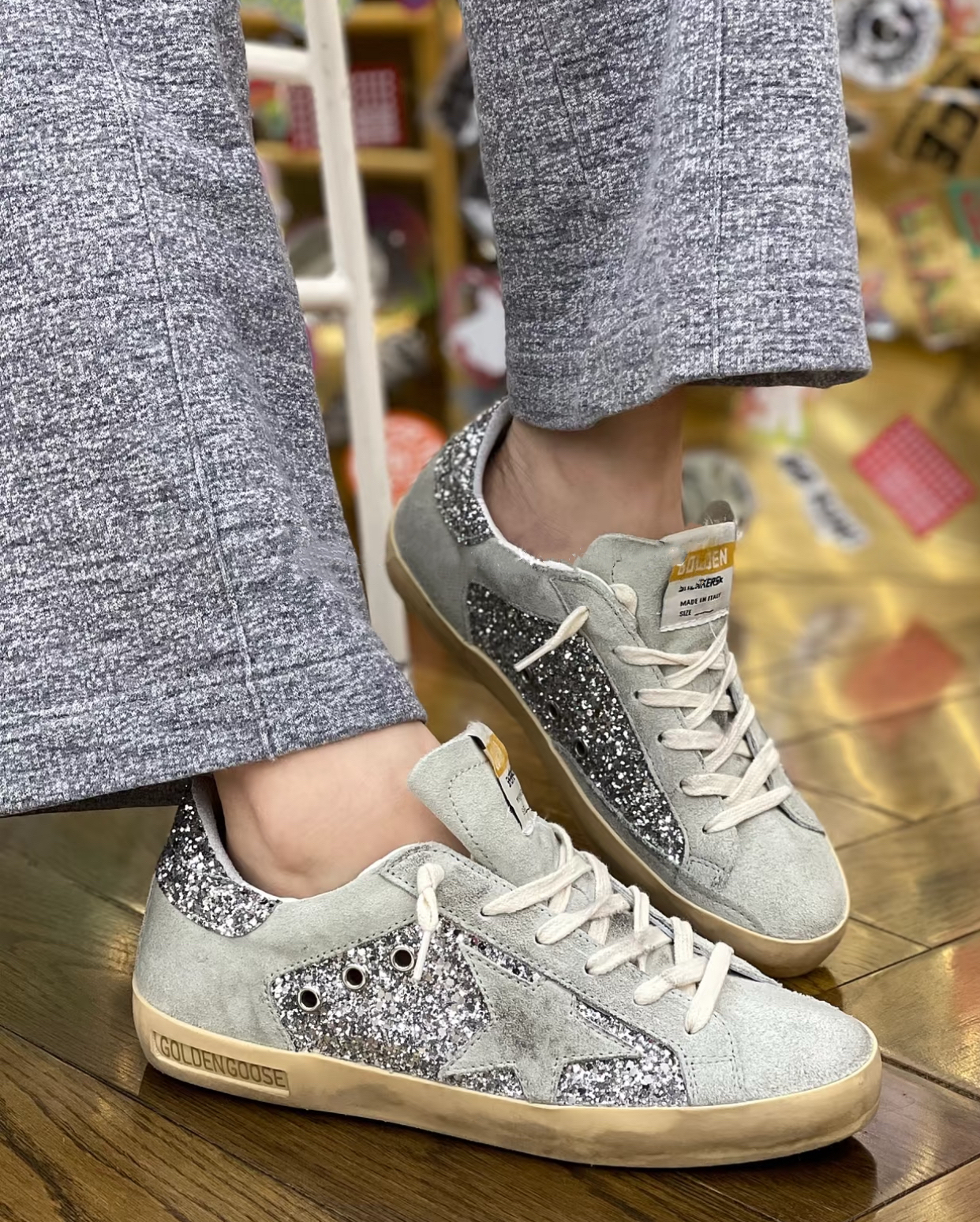 訂貨📮 GGDB 銀閃拼冰灰色絨面 Sneaker Size 36/37/38/39