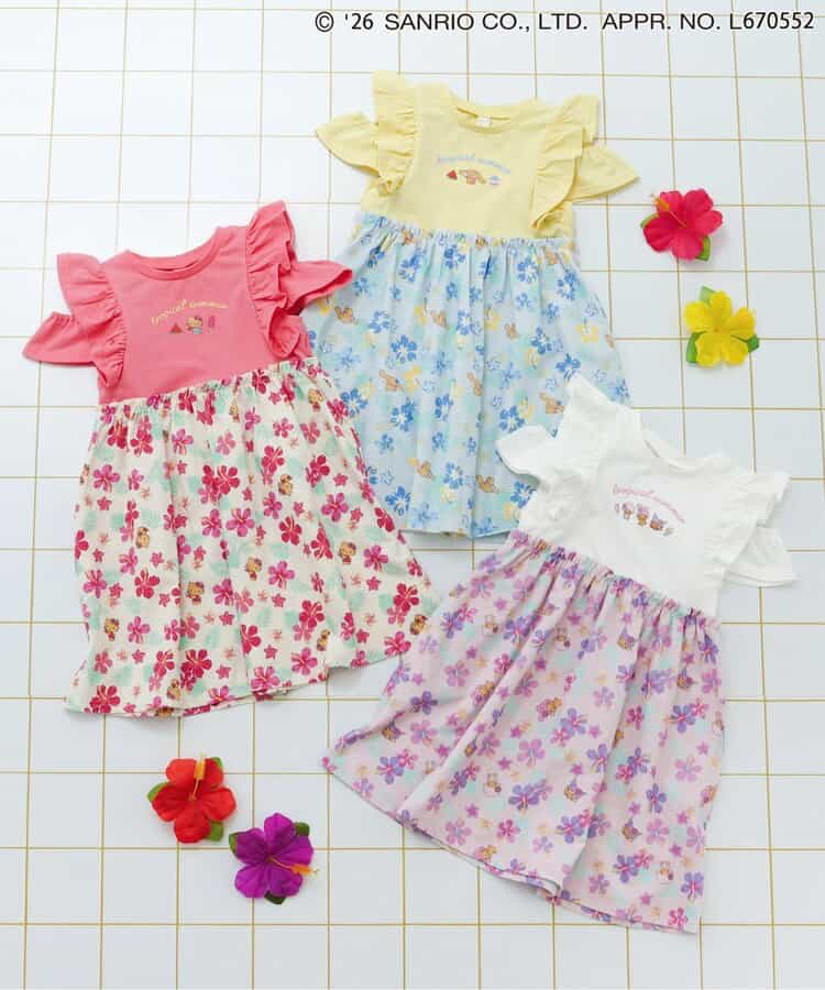 🇯🇵預訂 日本直送🇯🇵Apres les cours x Sanrio系列三色烘烤人物印花花卉滿拼接荷葉邊連身裙