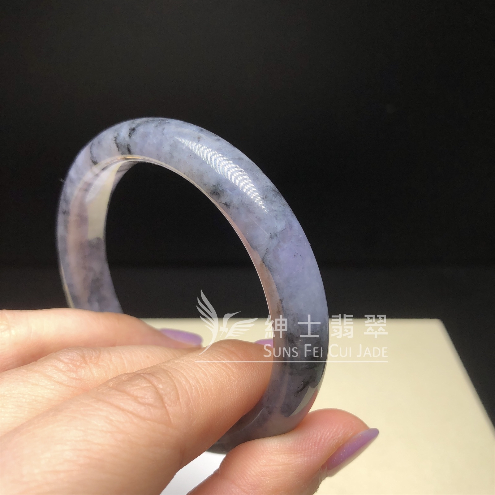 紫底山水烏雞福鐲53.6mm  C06270