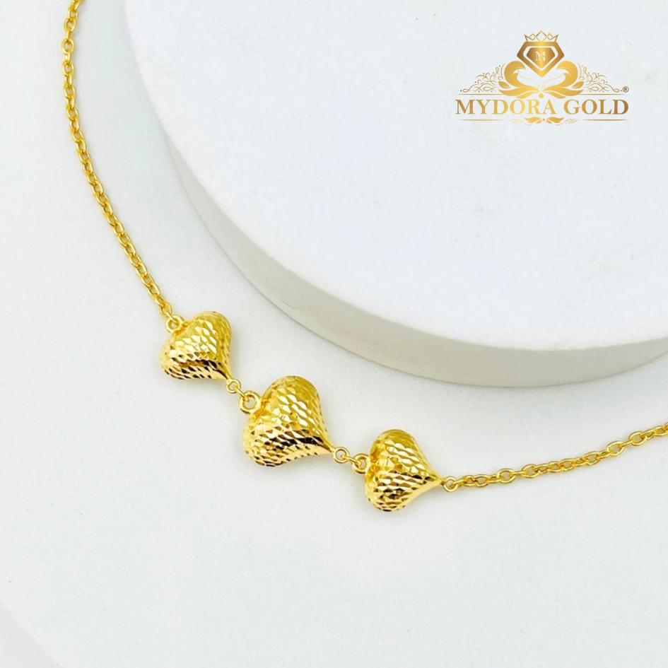 MYDORA Rantai Tangan Sauh Fesyen + 3 Love Pahat l EMAS 916/22K