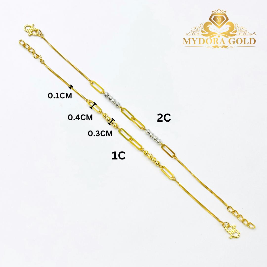 MYDORA Rantai Tangan Mesin PaperClip + Boba l EMAS 916/22K