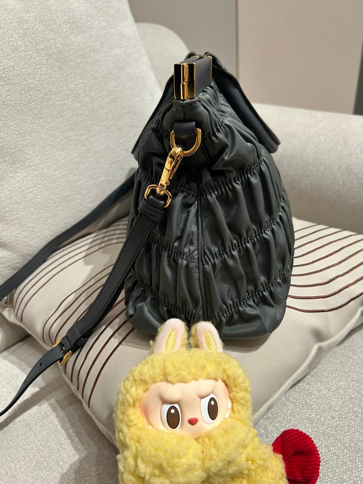 Prada Nylon 2way bag Grey 100%Authentic, 98%New ✅Dust bag