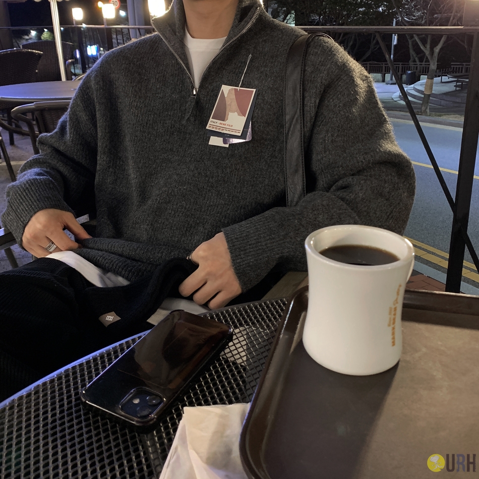 【100%保證韓國直送】高品質 YKK 拉鍊柔軟仿羊絨半拉鍊針織衫 Half Zip Knit [7 color] RL113866