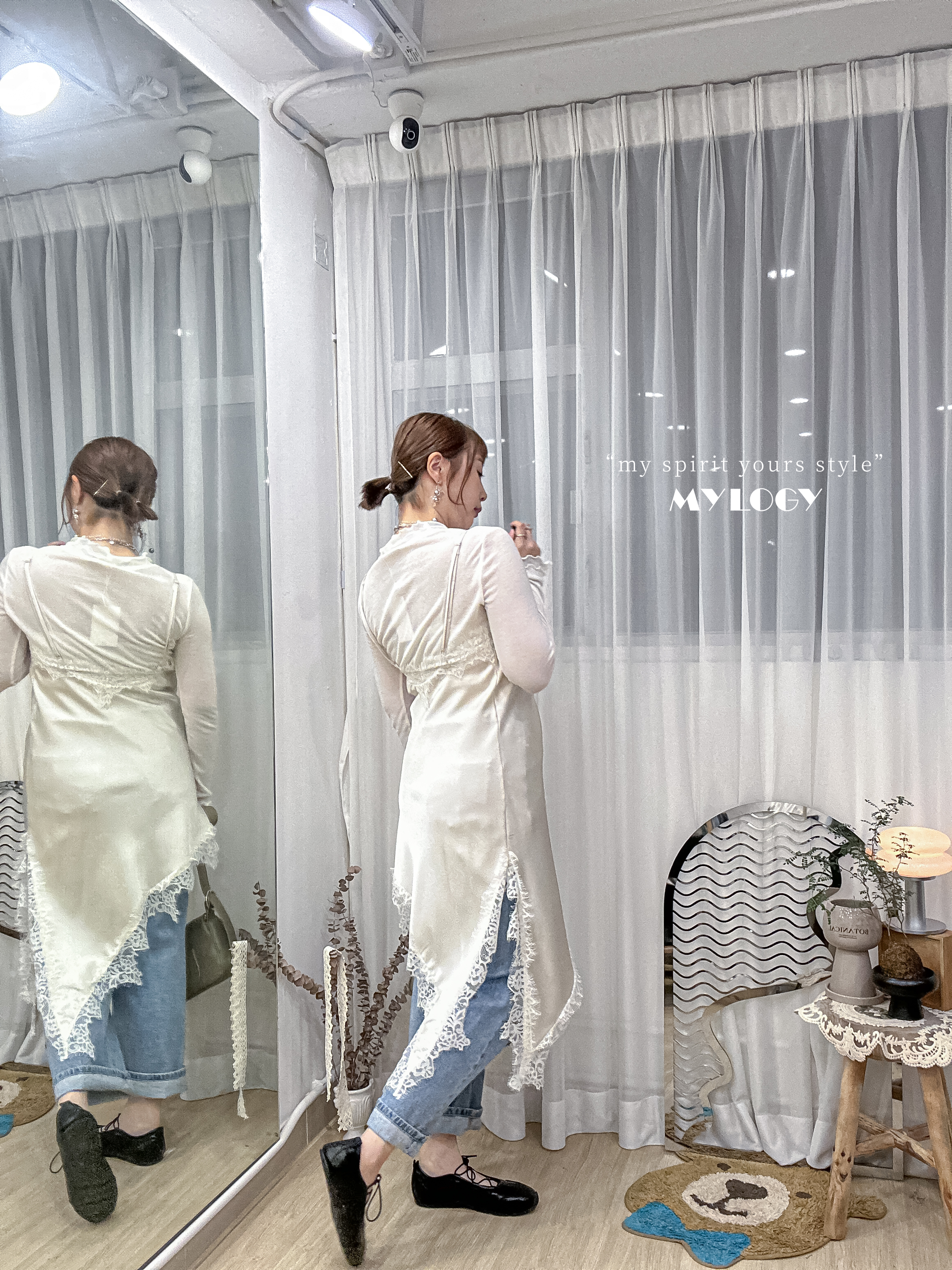 <今季大熱> 文藝知性美～絲滑(可調較)吊帶斜角蕾絲露背外搭 SN0005