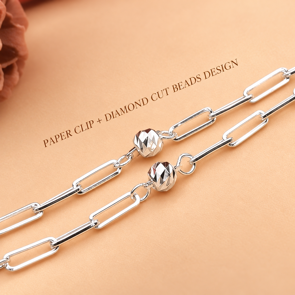LB2381 Lucky Abacus Paper Clip Chain Bracelet