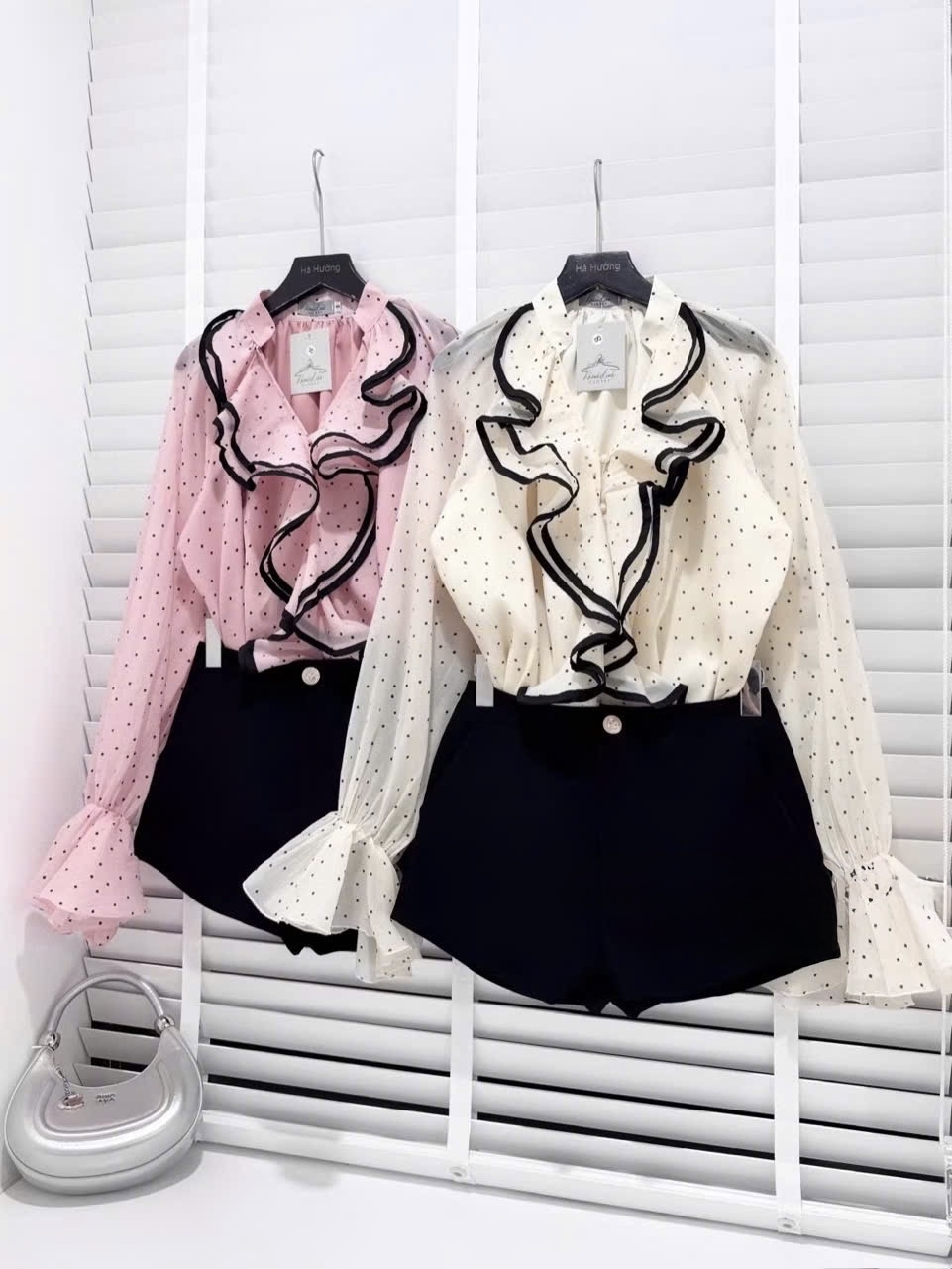 圓點荷葉邊襯衫