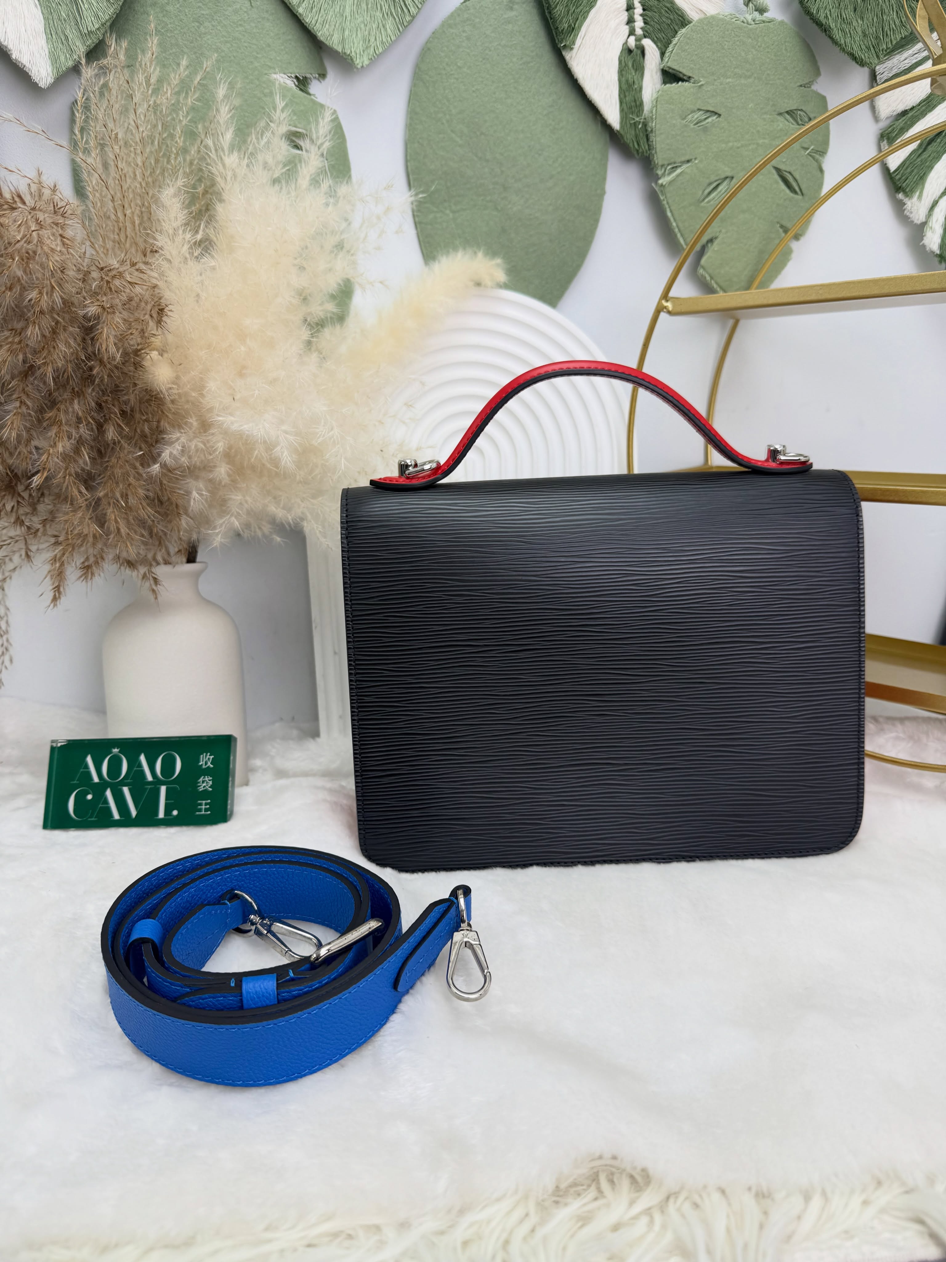 Lv👜 PRE OWNED 🛍️NEO MONCEAU水波紋拼色郵差包 晶片款 有塵袋🖤  