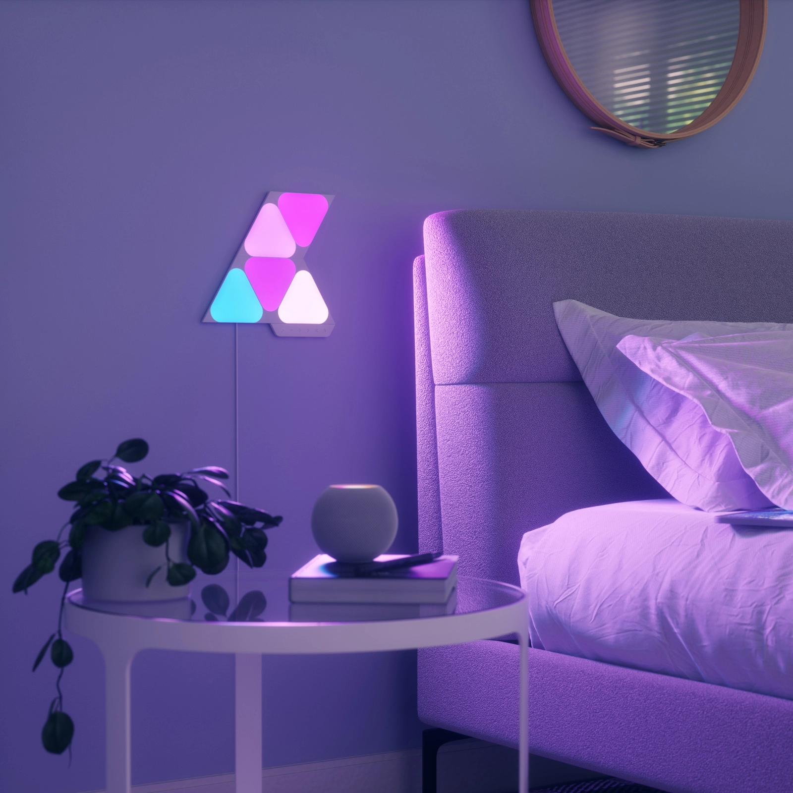 [原裝香港行貨丨2年保養] Nanoleaf Shapes Mini Triangle Starter Kit 迷你三角形智能照明燈板 (5 塊裝)入門套件 | 電競 | 燈光氛圍 A-NL48-5002TW-5PK