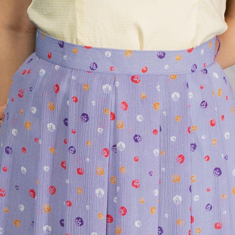 C.a. 1970s Lavender Colourful Irregular Dot Pattern Skirt - 26" Waist (FK056)