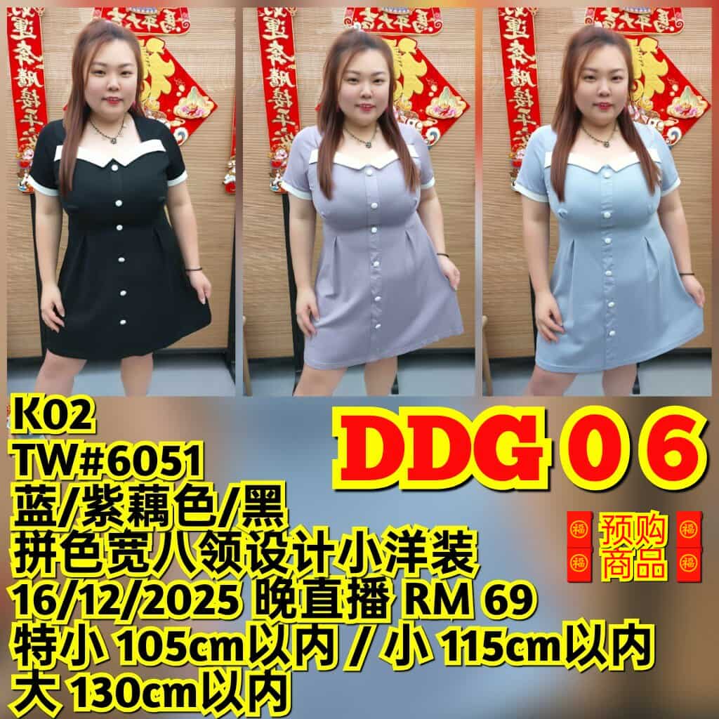 DDG06 TW#6051 拼色宽八领设计小洋装