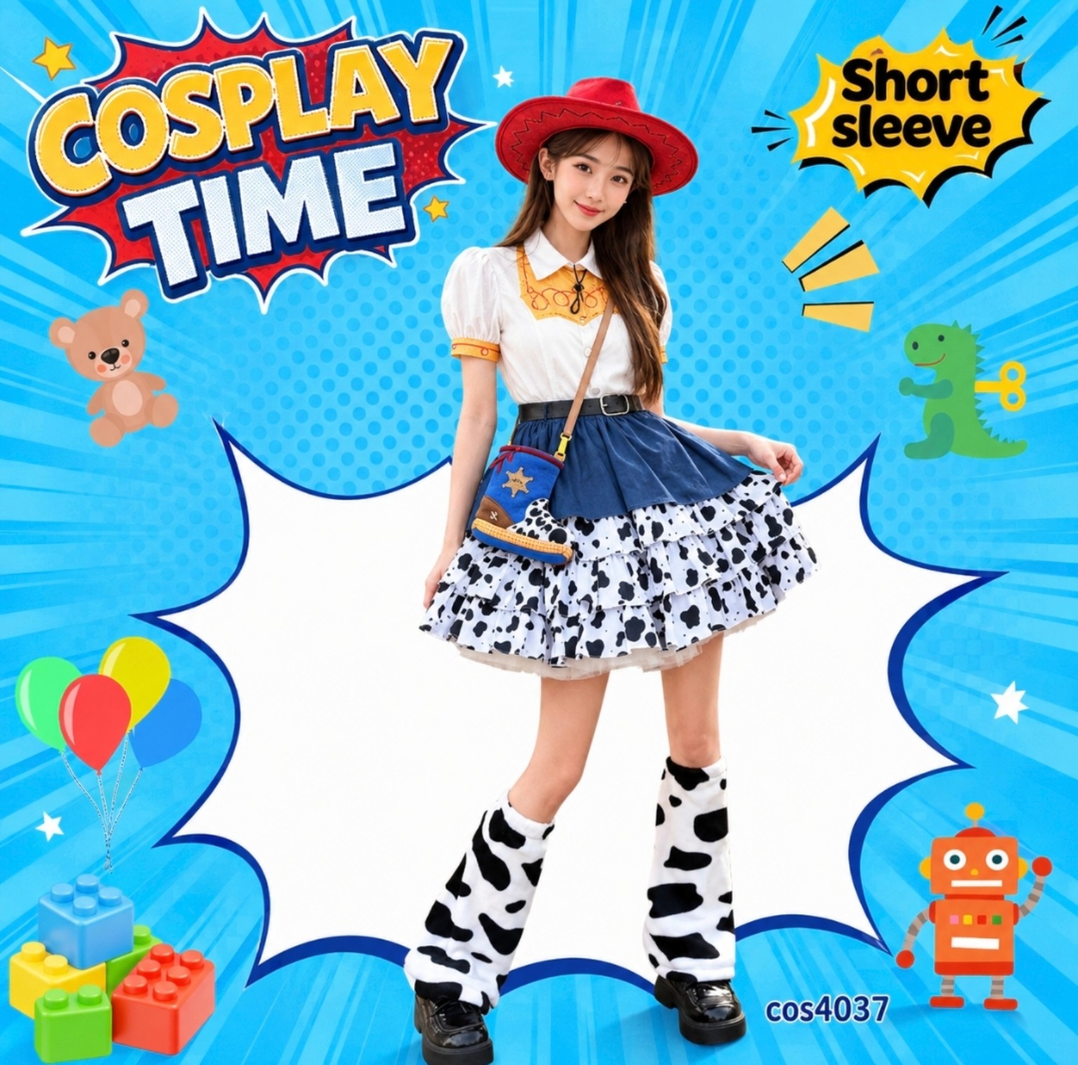 反斗奇兵 Toy Story 翠絲 Jessie 主題成人牛仔女郎短袖 Costume 角色扮演服裝