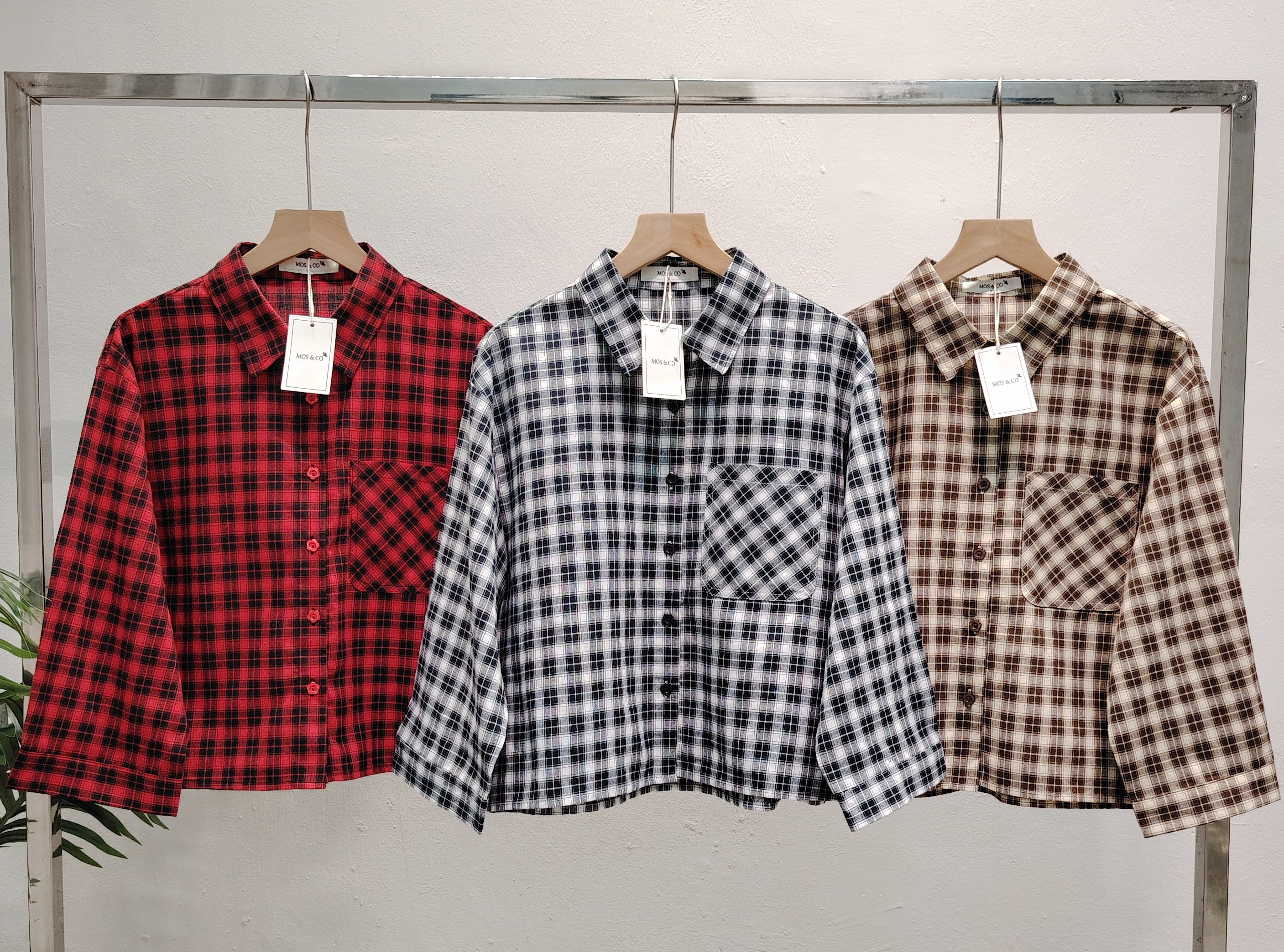 LY602.1 Checked Long Sleeve Collar Shirt