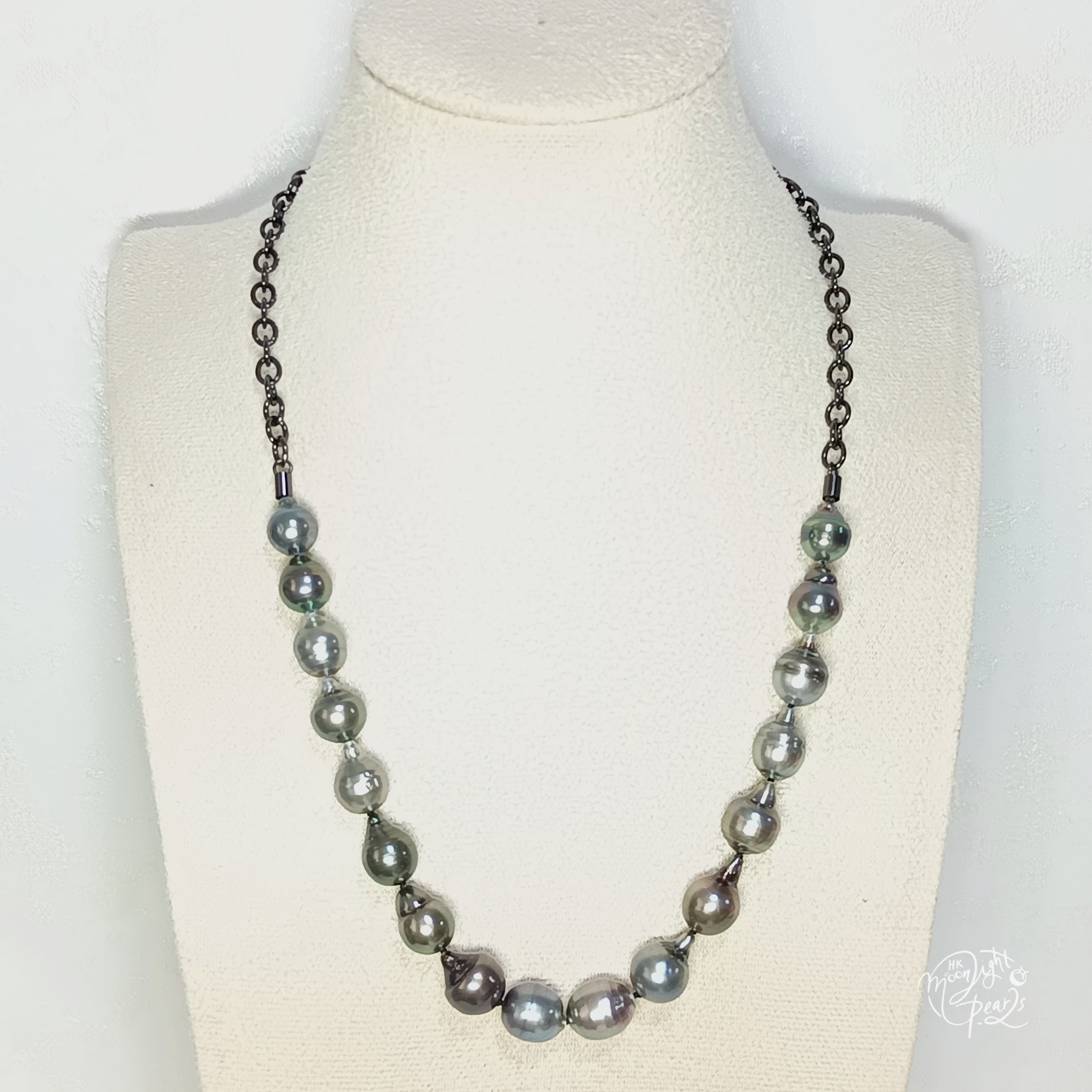 大溪地極光炫彩滑皮巴洛克珍珠精工s925銀MIKIMOTO同款暗黑元素項鍊