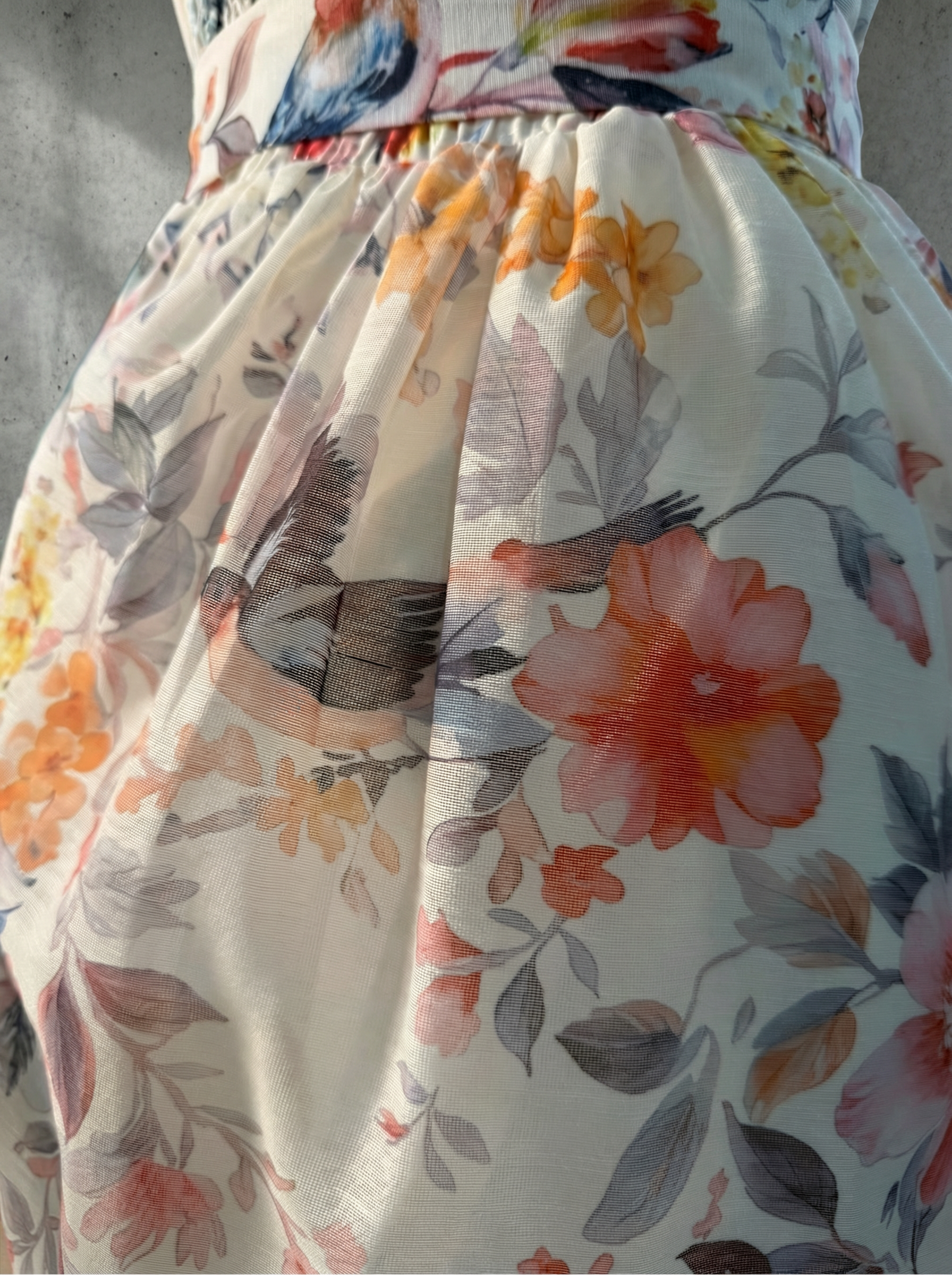 復古花卉印花連身裙配腰帶