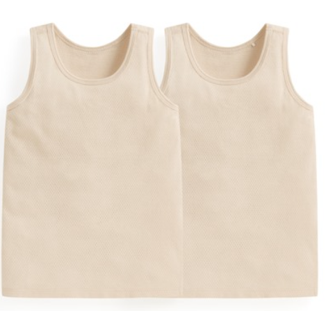 純棉網眼素色背心(2入)-童