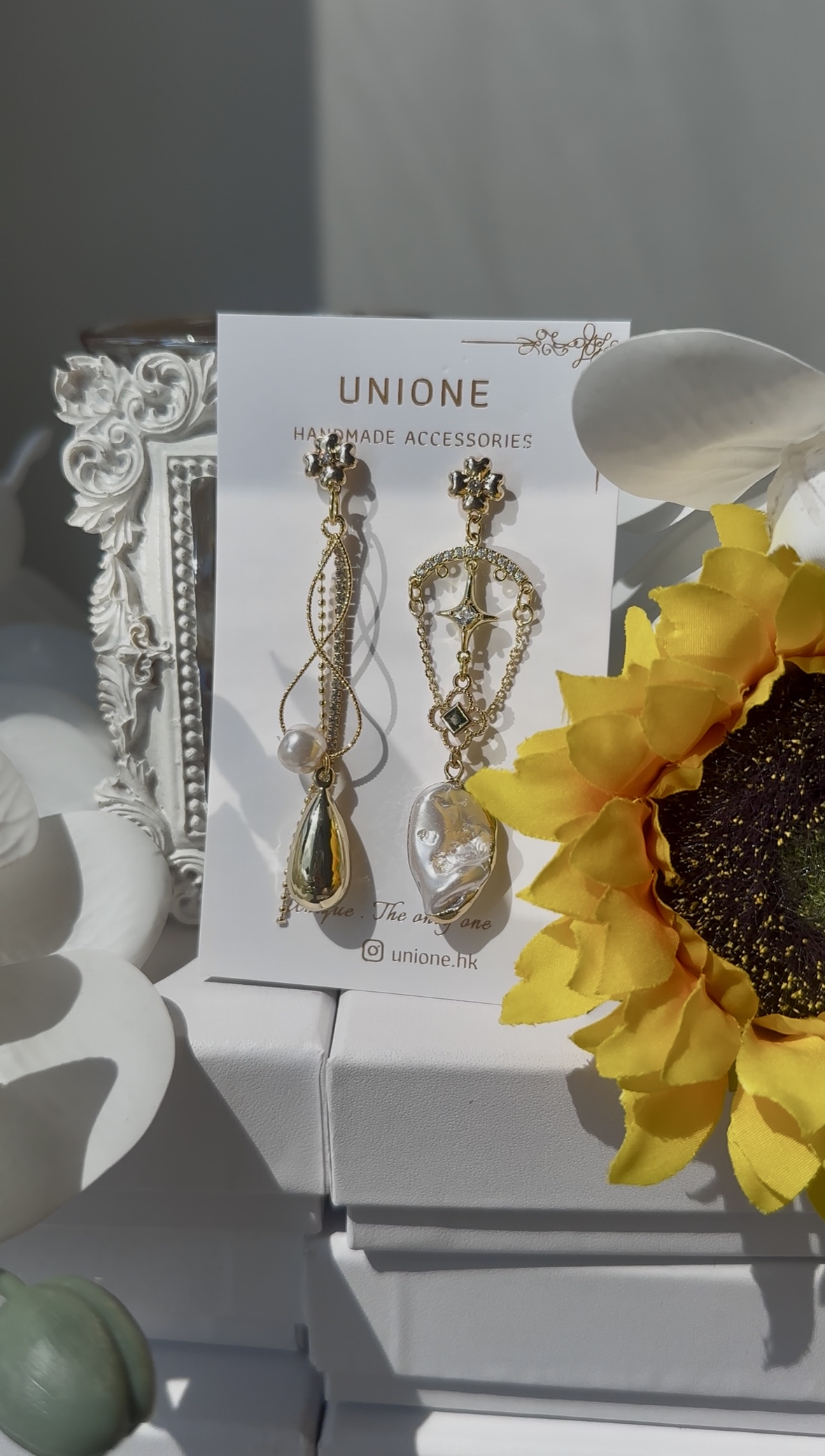 金石水滴珠耳環✨