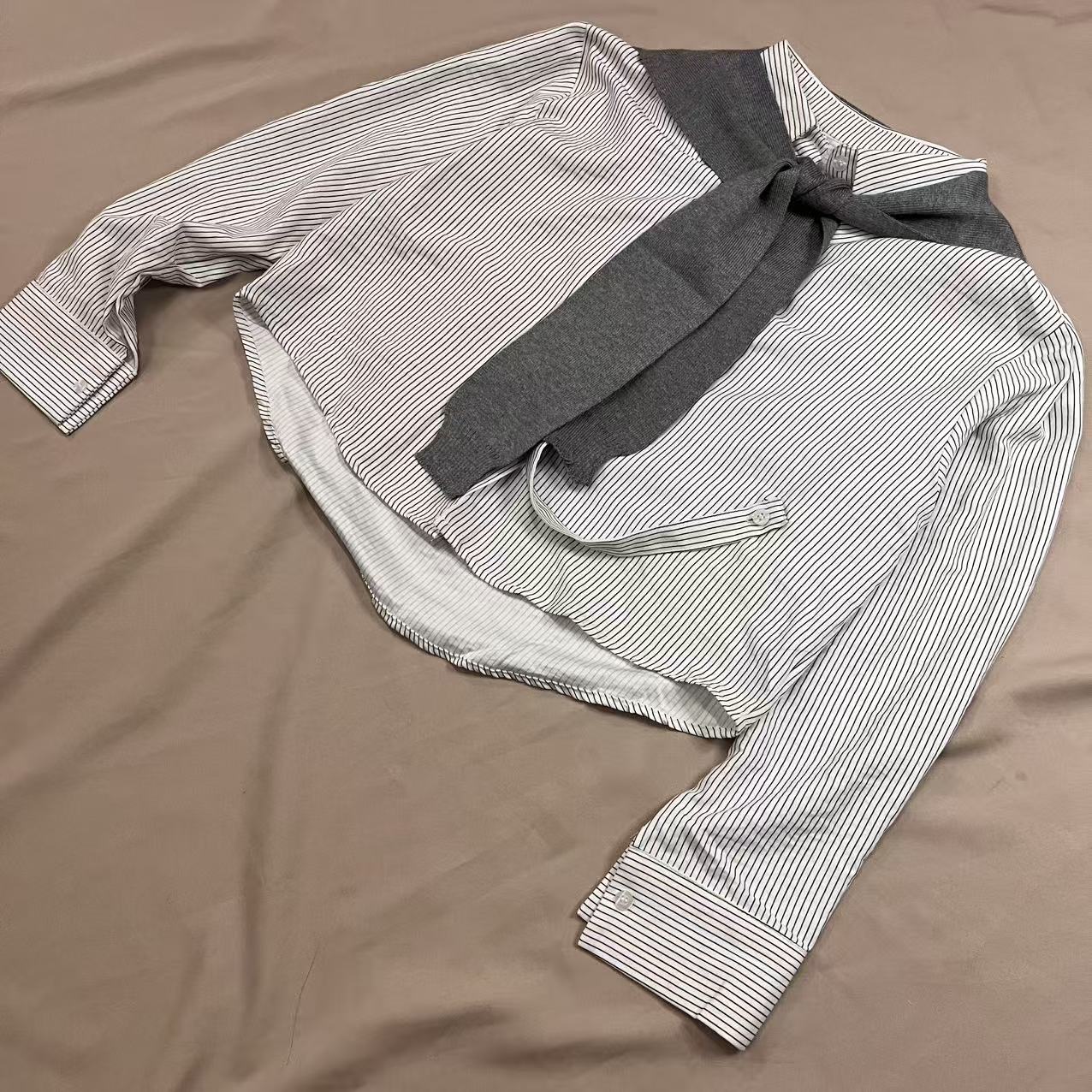 CC2007#82531 [Striped Faux Two-Piece Shirt] French Preppy–Inspired Design