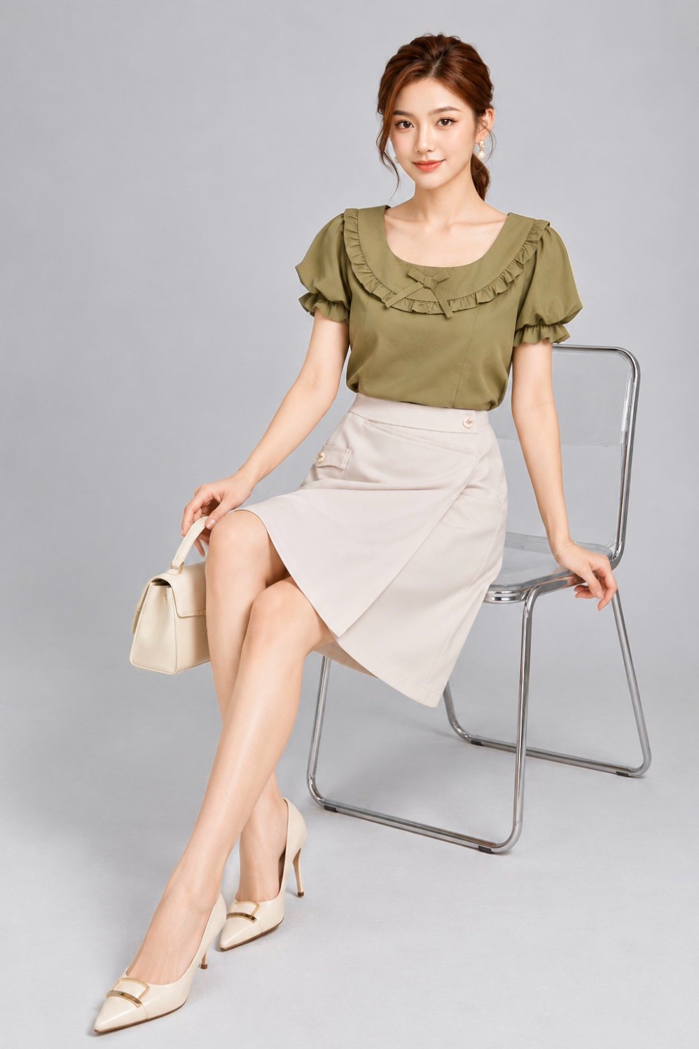 25726 Luxe Tailored Flare Skirt