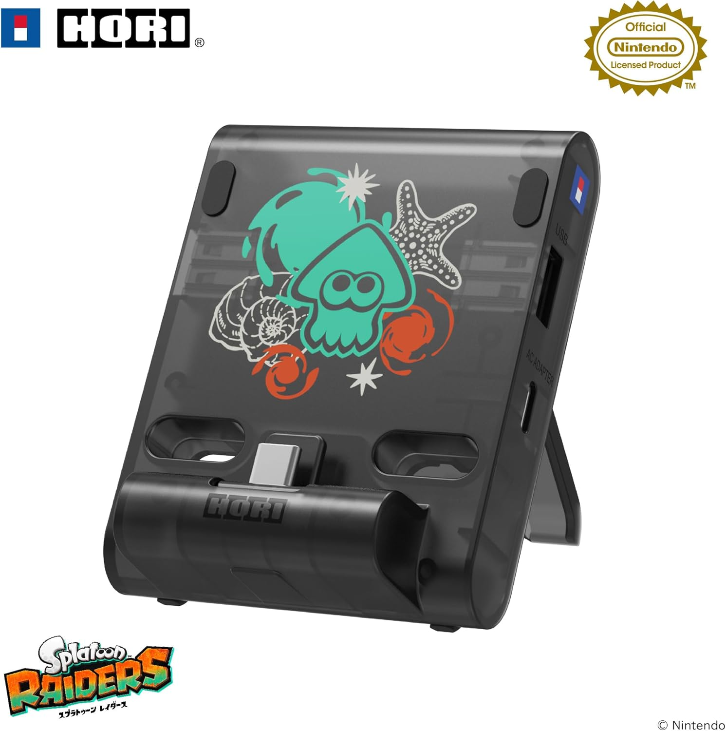 【預售 26年7月】SW2 HORI 便攜式雙 USB 集線器支架 斯普拉遁 塗擊隊 / Double USB Hub Stand Splatoon Raiders (NSX-242) PO0892