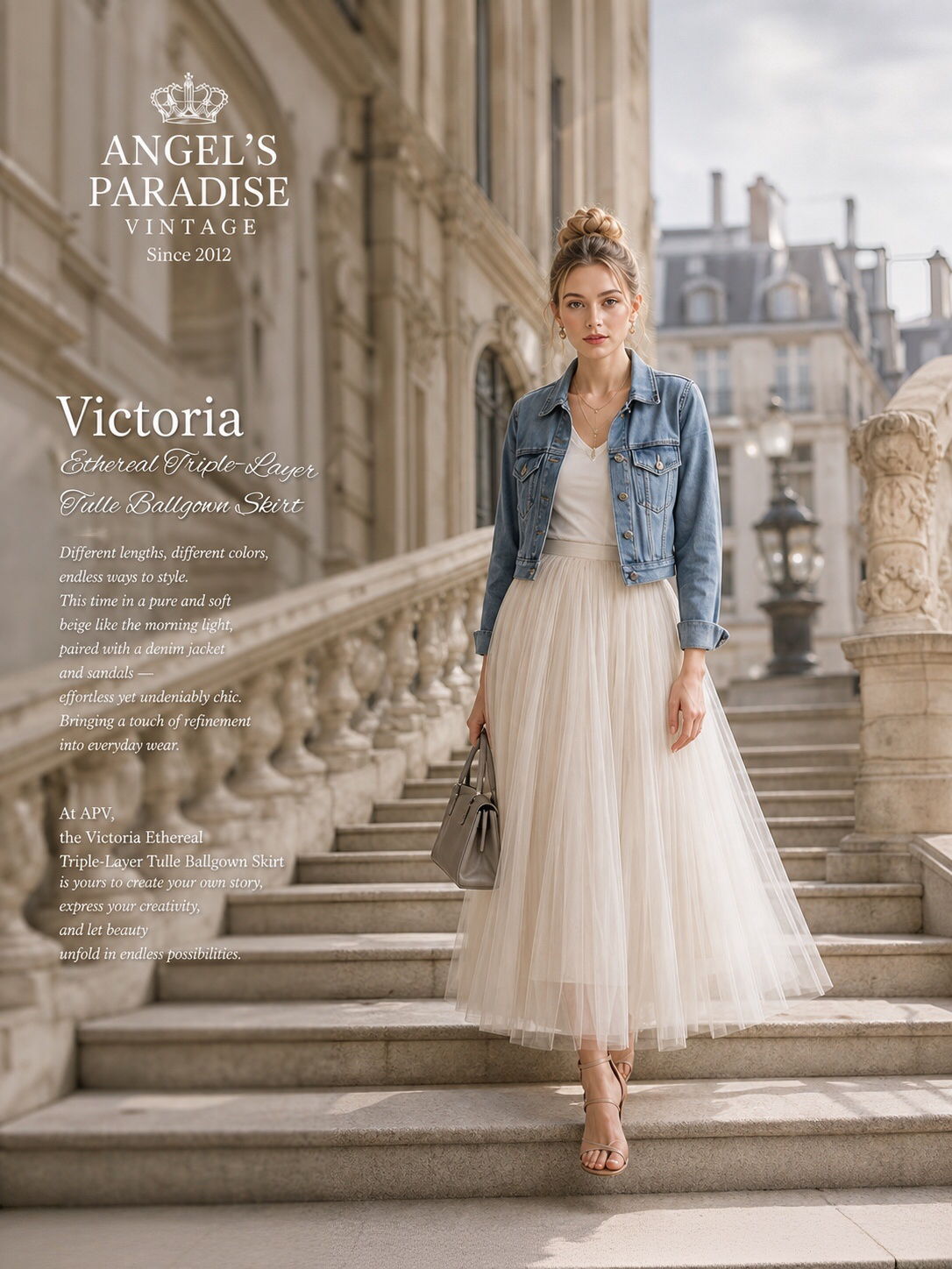 維多利亞繾綣夢幻三層輕紗大圓台蓬蓬裙Victoria Ethereal Triple-Layer Tulle Ballgown Skirt