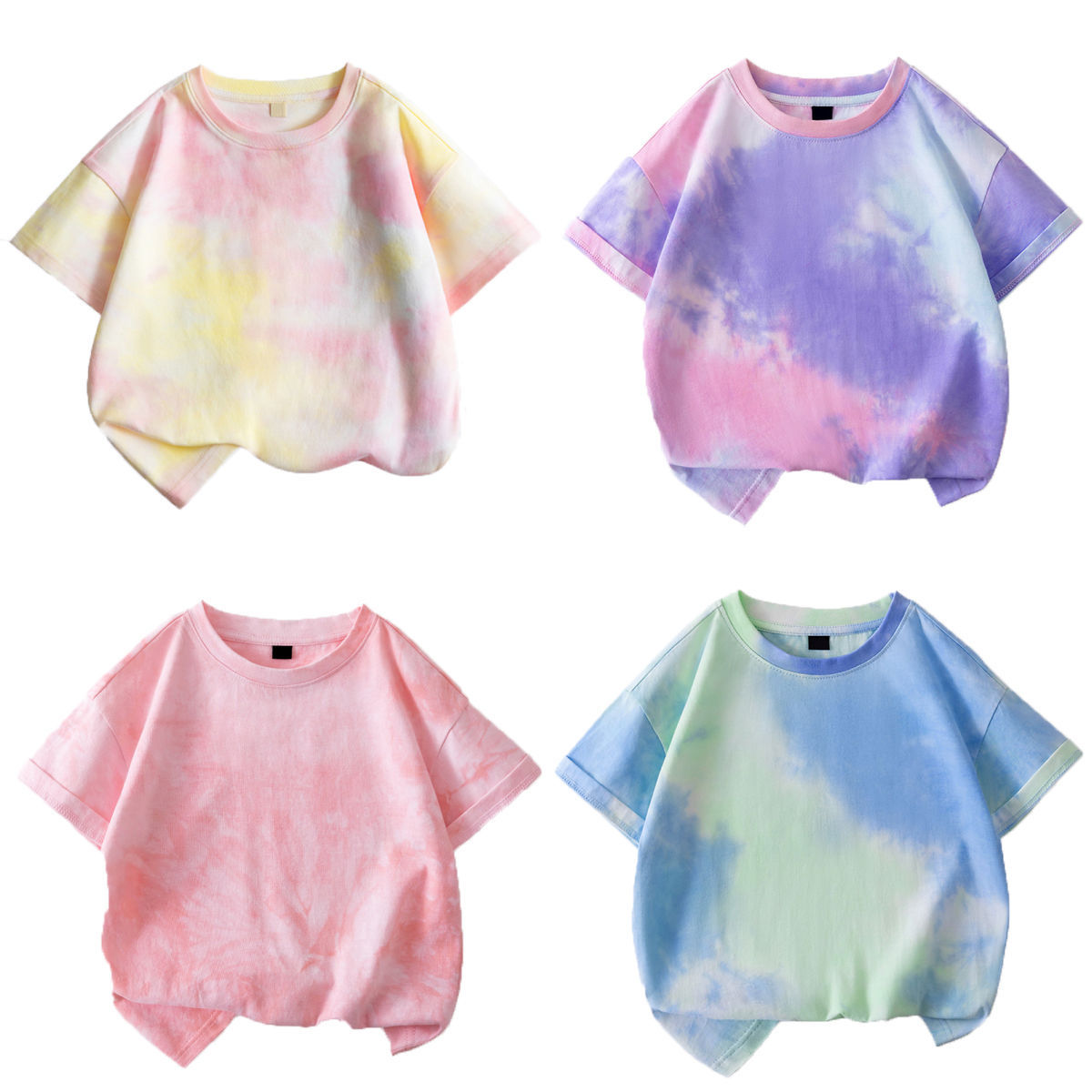💕💰 2件 $78。(男/女同款。🌈 韓風紮染童裝短袖Tee 🌈