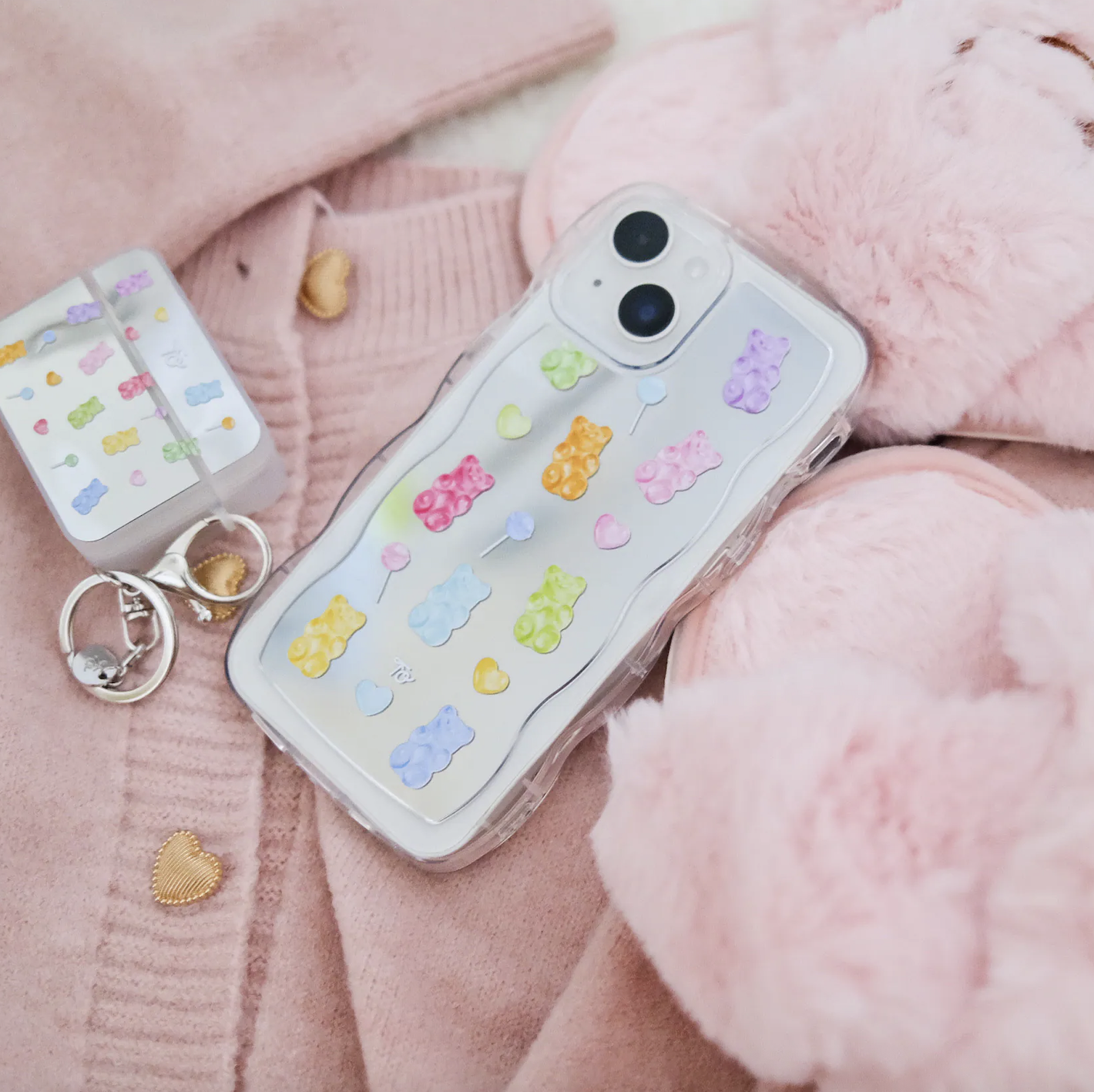 【Bling Bling Gummy Bears】波浪邊框鏡面 iPhone Case
