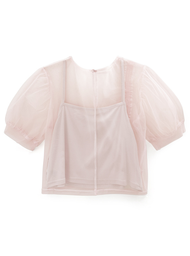 吊帶背心+薄紗抽帶上衣[dk1126]