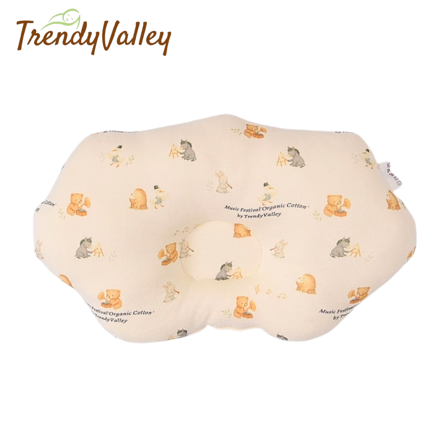 Trendyvalley Organic Cotton Baby Newborn Head Protection Dimple Pillow