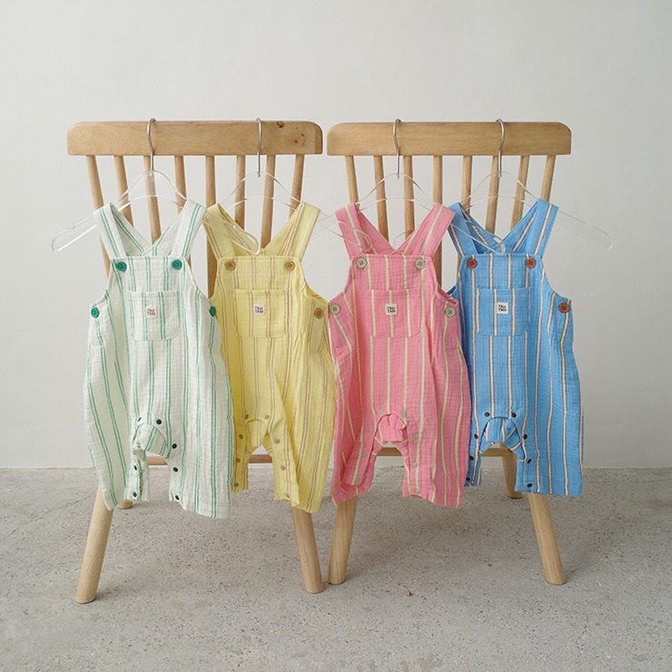 🇯🇵限量預訂 日本直送🇯🇵This and That四色條紋純棉紗吊帶連身褲