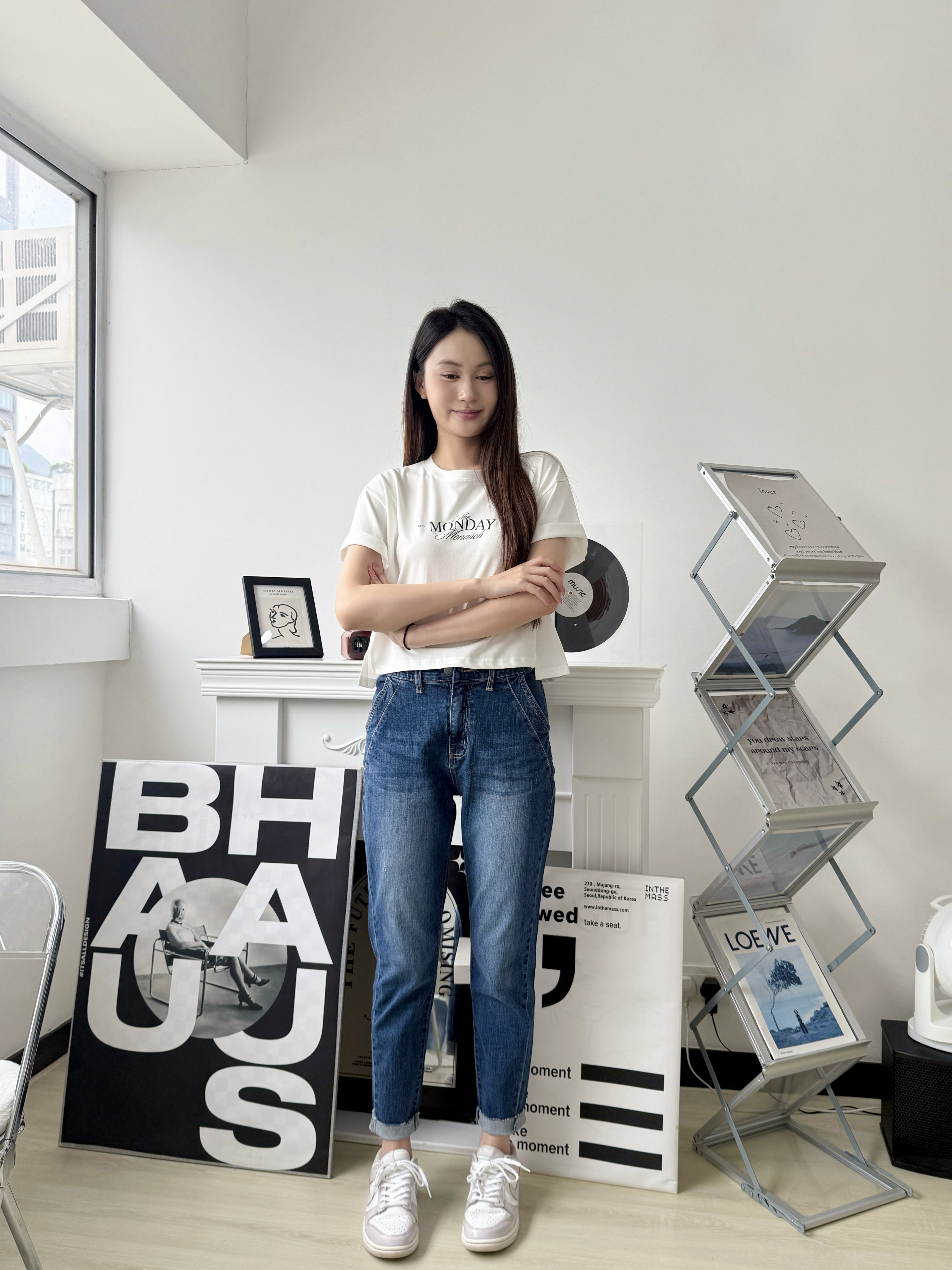 🇰🇷深藍鬆身牛仔褲 (61409) 