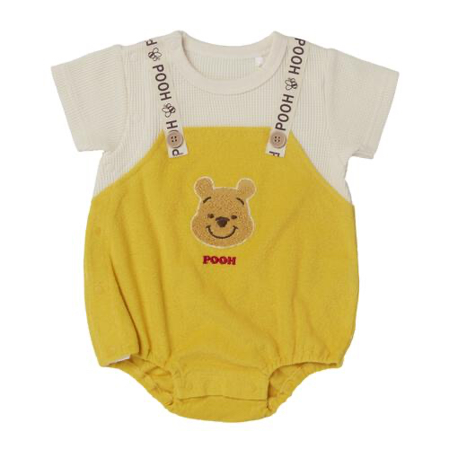 🇯🇵預訂 日本直送🇯🇵Winnie the pooh小熊維尼刺繡貼花吊帶短袖包屁衣