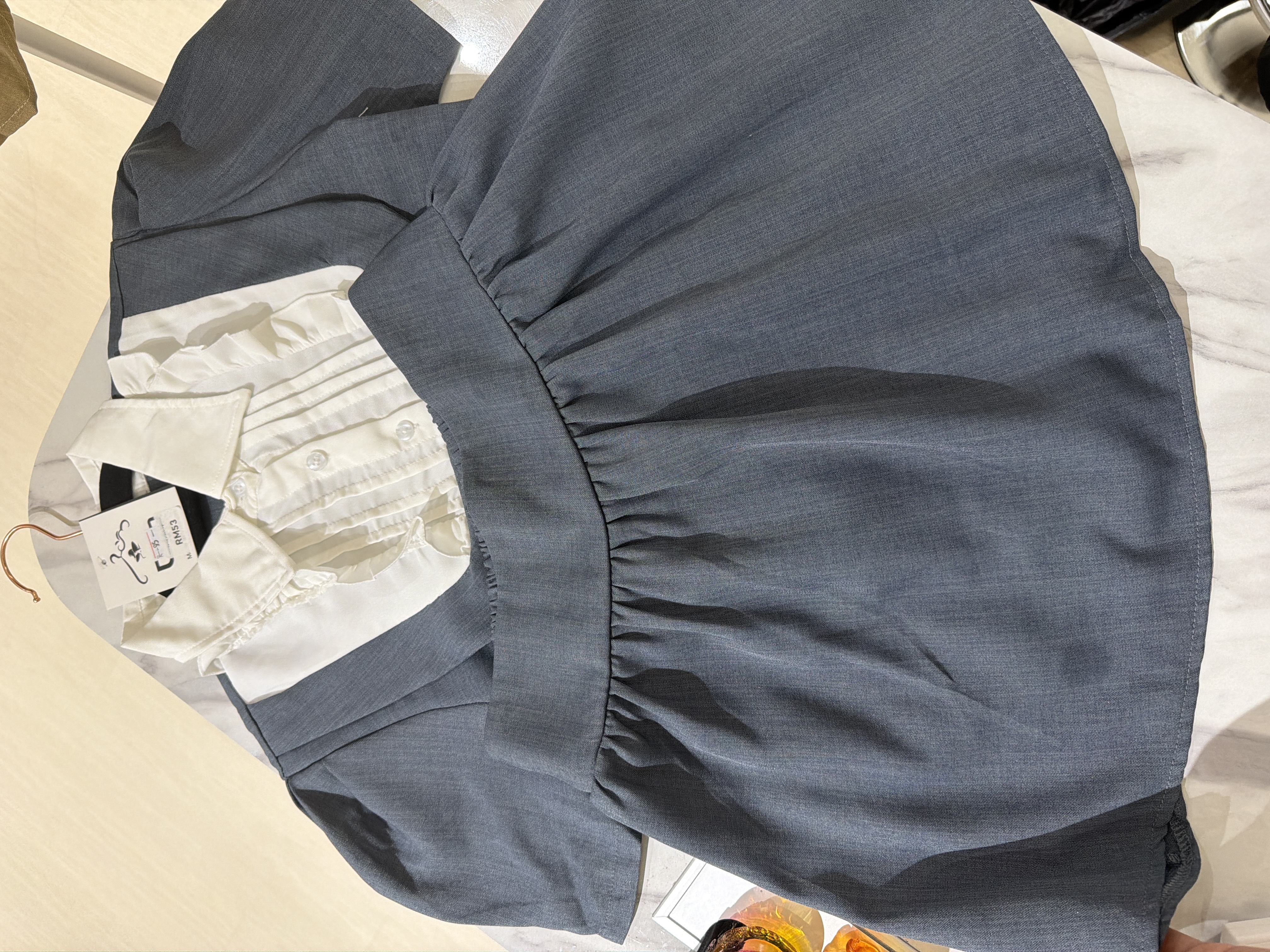 復古風翻領優雅A字套装