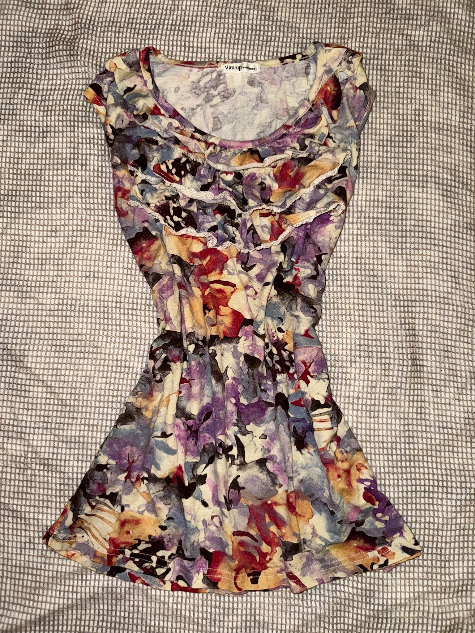 Watercolour Floral Ruffle Collar Vest