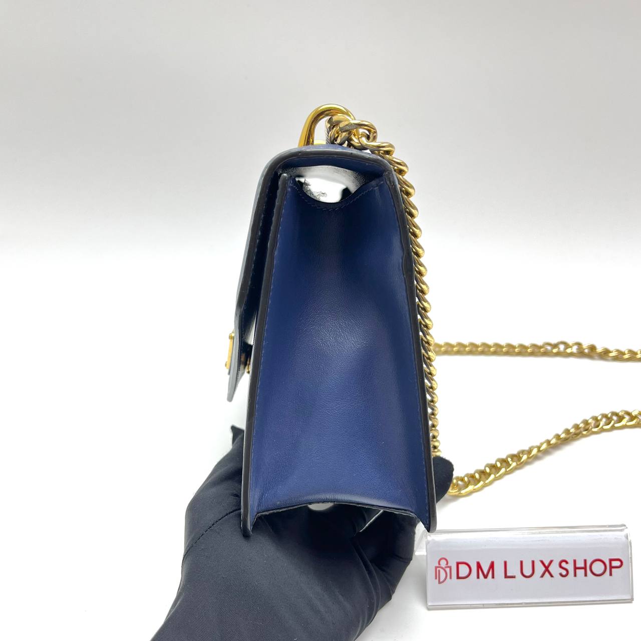 Prada Navy Blue Saffiano Leather Chain Crossbody Bag