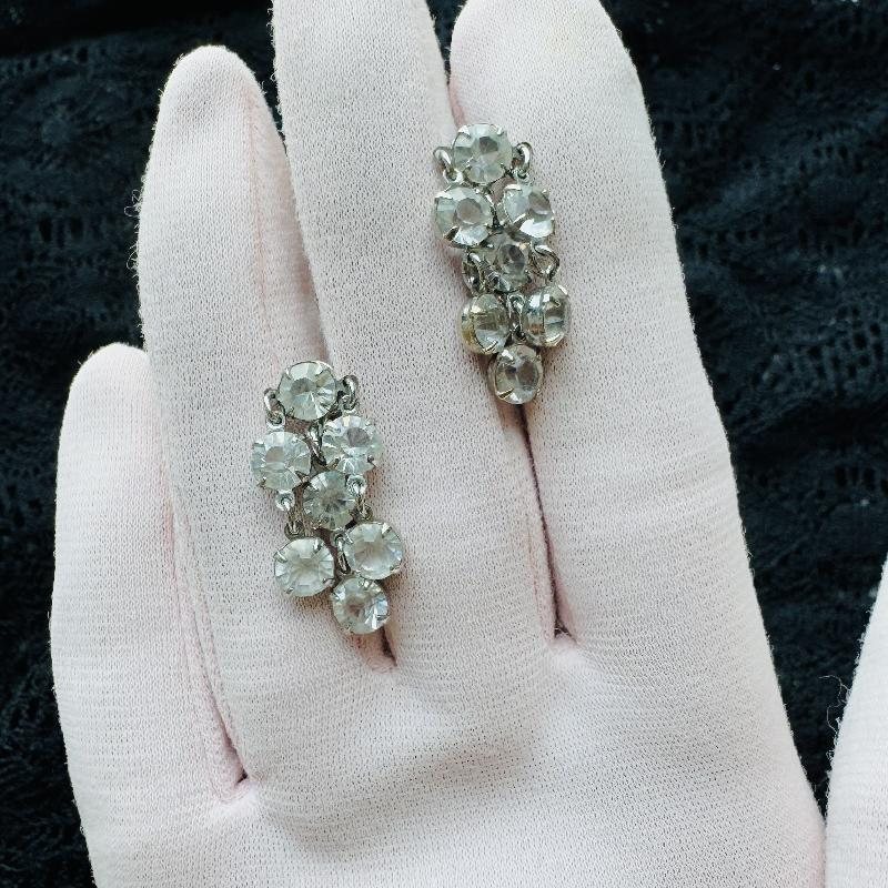 Preview - Vintage 1950s Clear Diamanté Rhinestone Screwback Earrings (MT2253)