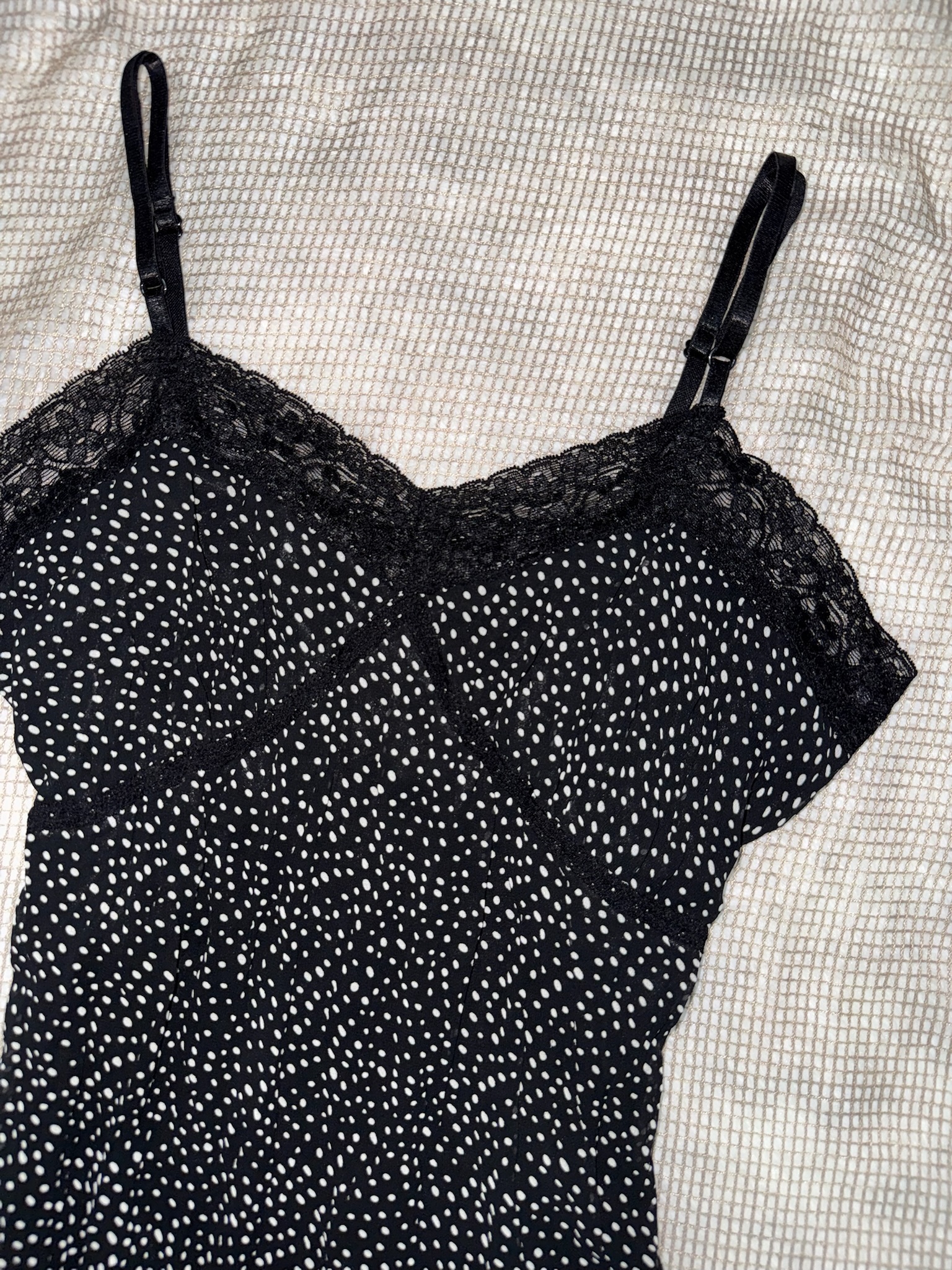 Polka Dot Lace-Trimmed Camisole